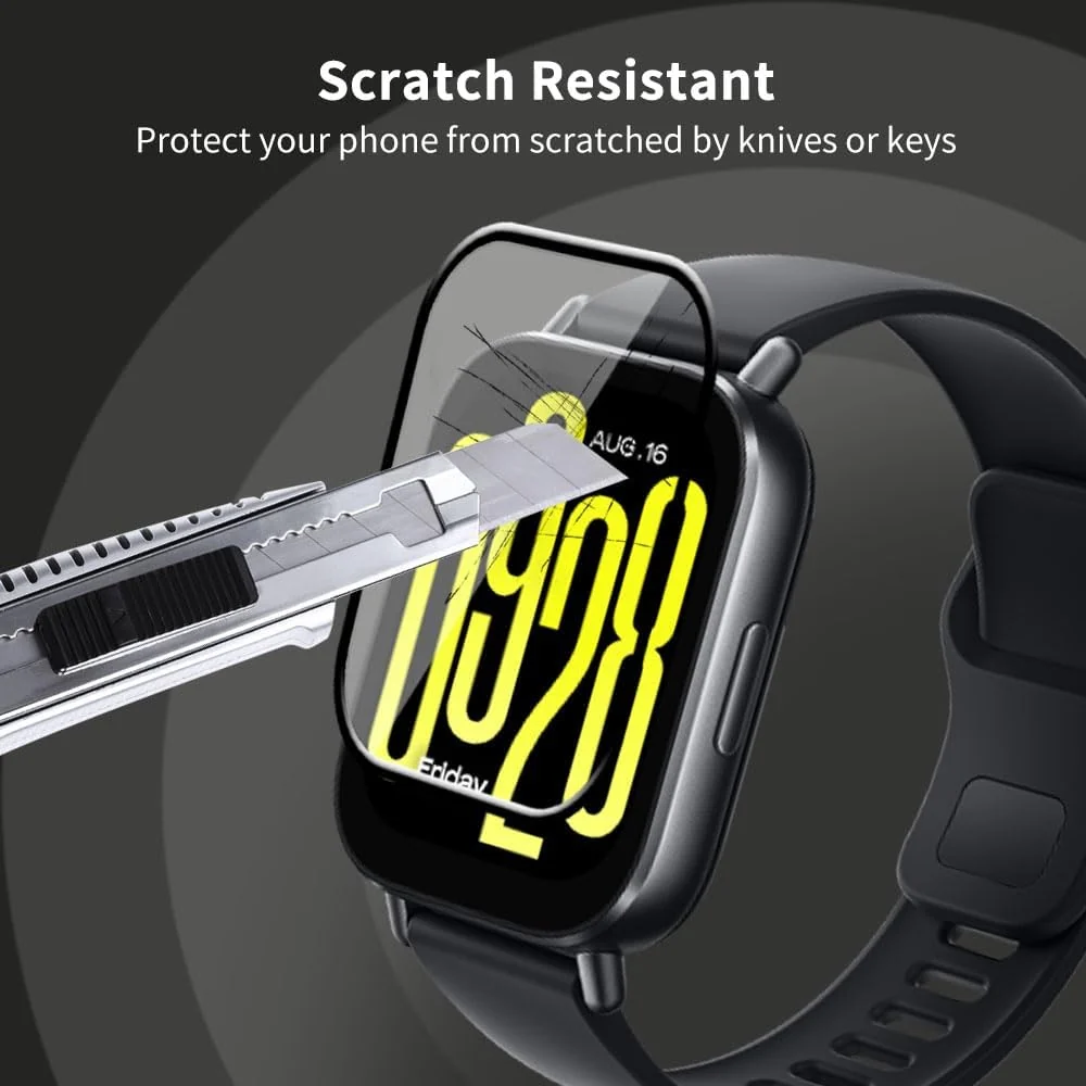 DL3 Mobilak Screen Protector For Xiaomi Redmi Watch 5 Active, 3D Curved Soft Edge Protective Film [Anti-Scratch] [Bubble Free] [Ultra Shatterproof] [High Sensitive] (Not Glass) - Black