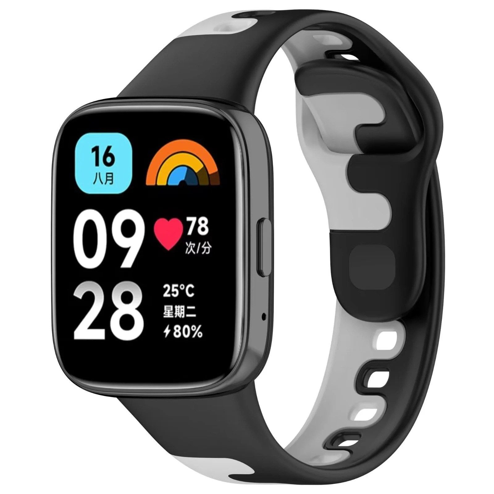DL3 Mobilak Strap Silicone Compatible With Xiaomi Redmi Watch 3 Active/Redmi Watch 3 Lite, Sport Silicone Watch Band Wrist Strap, Bracelet Wristband Wrist Strap - Black & Gray