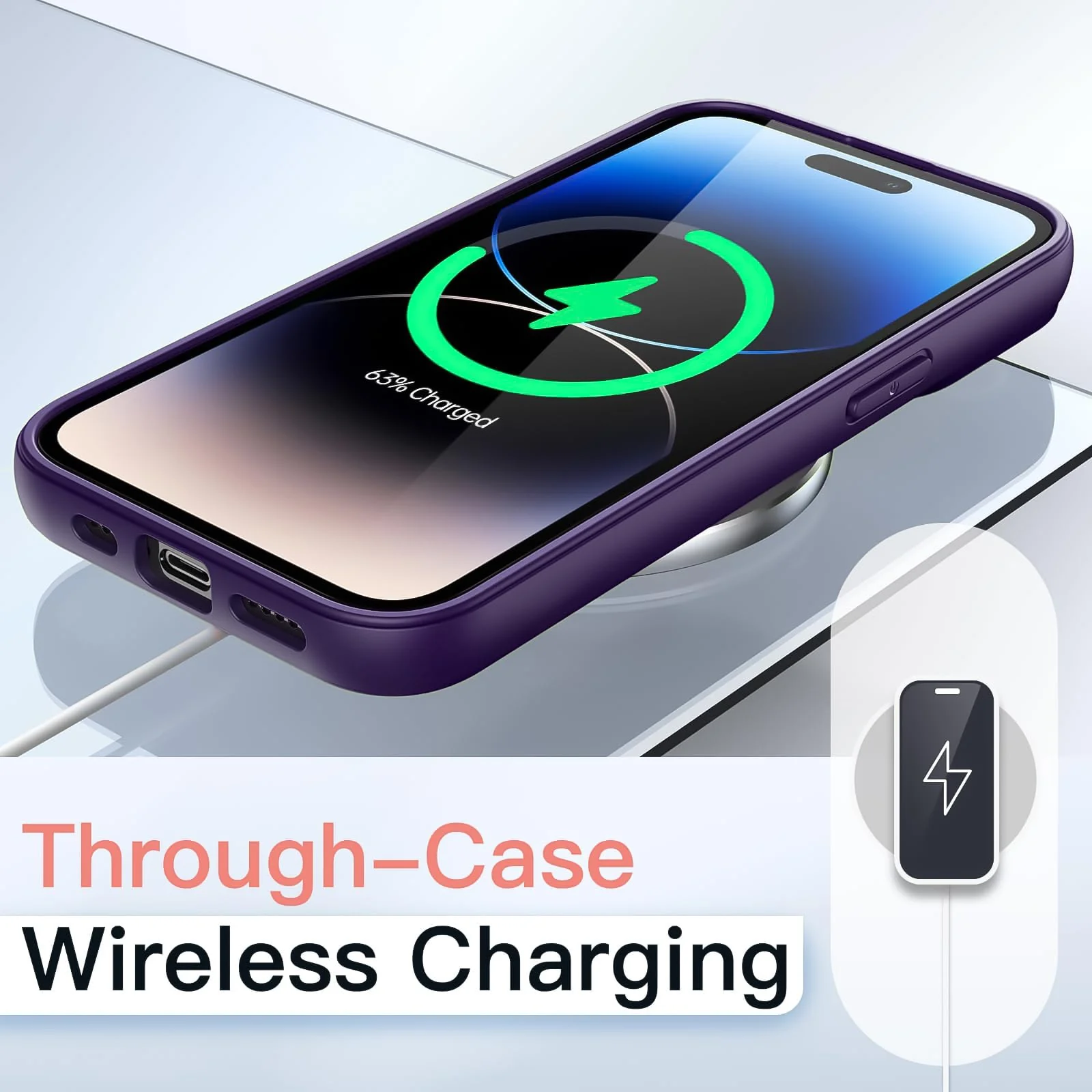 DL3 Mobilak Clear PC and TPU Protective Case for iPhone 14 Pro Max with Shockproof Design and Anti-Yellowing Design - A Purple