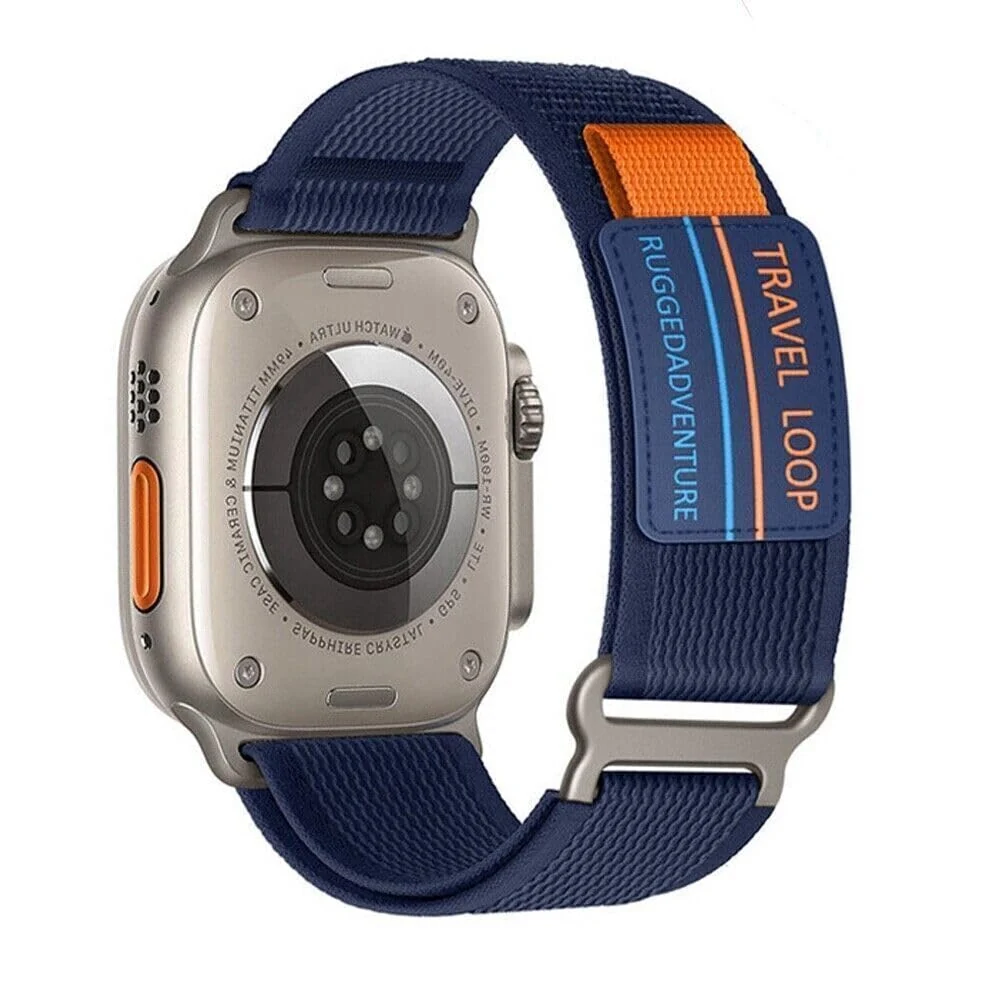 DL3 Mobilak Trail Loop Strap for Apple Watch Ultra Band 49mm 45mm 44mm 42mm iWatch Ultra Band Men Women, Rugged Sport Strap Soft Nylon Wristband for iWatch Ultra 2 Bands Series 9 8 7 6 5 4 3 2 1 SE - Midnight Blue