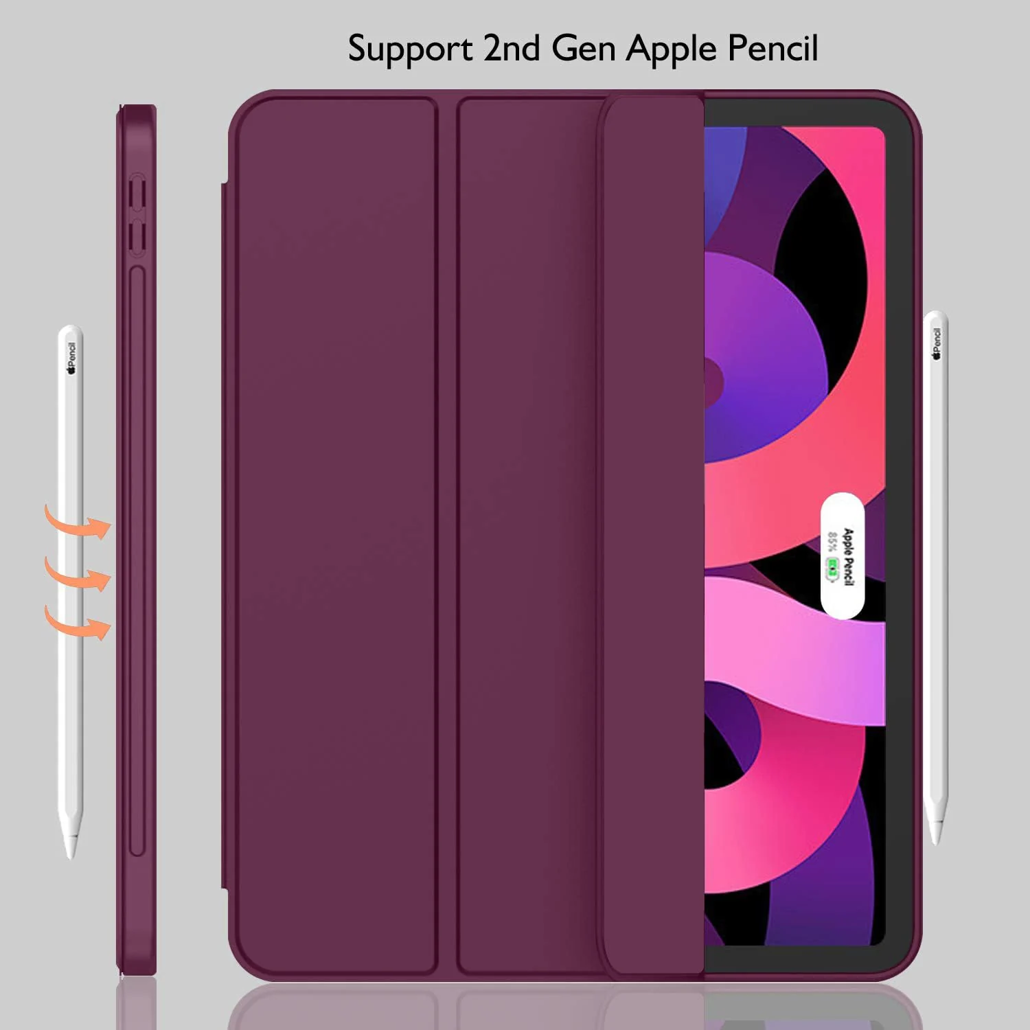 DL3 Mobilak Smart Case For iPad Pro 11 Inch 2018 (1st Generation 2018 Model Year) with Pencil Holder, Soft TPU Smart Stand Back Cover Auto Wake/Sleep Feature - Wine Red