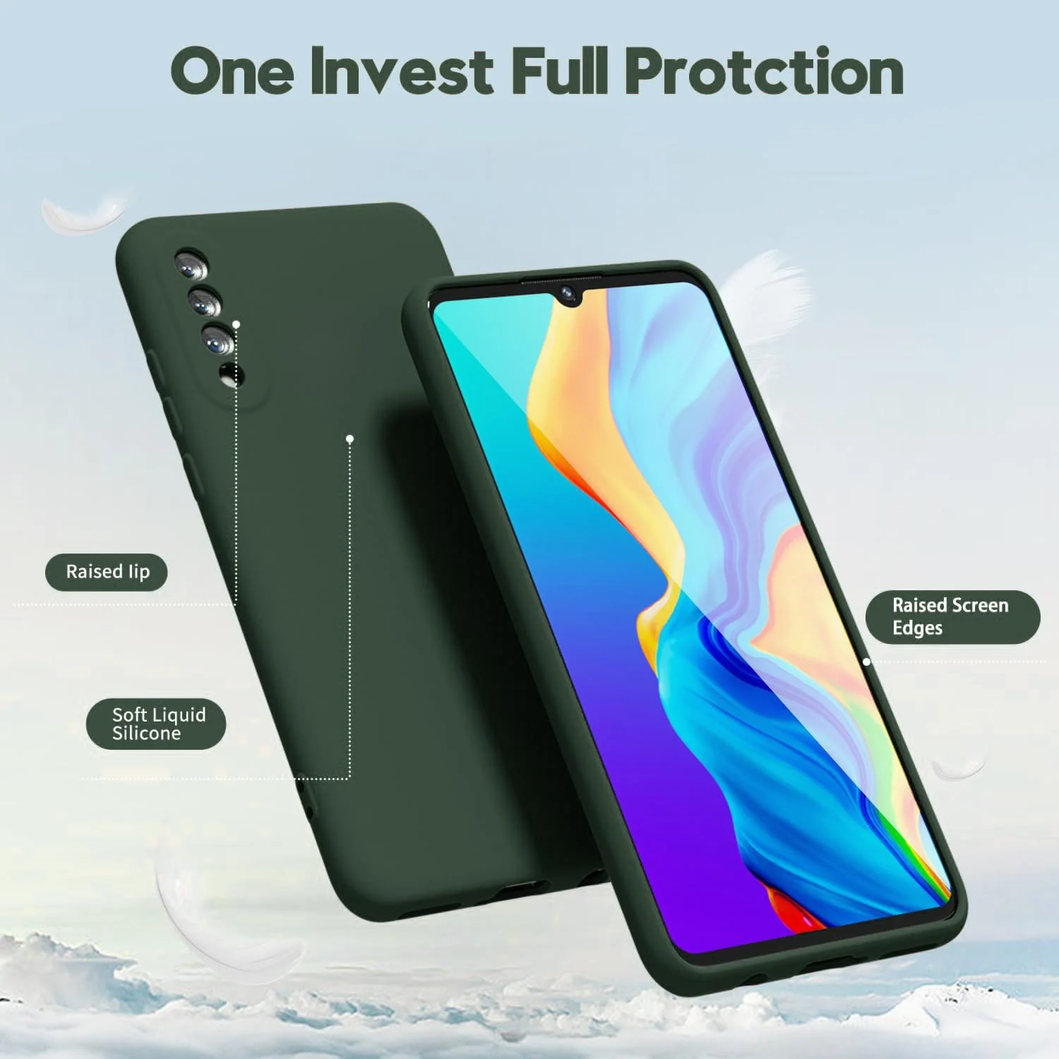 DL3 Mobilak Liquid Silicone Protective Case with Soft Microfiber Lining with Full Camera Protection for Xiaomi Mi 9 - Green