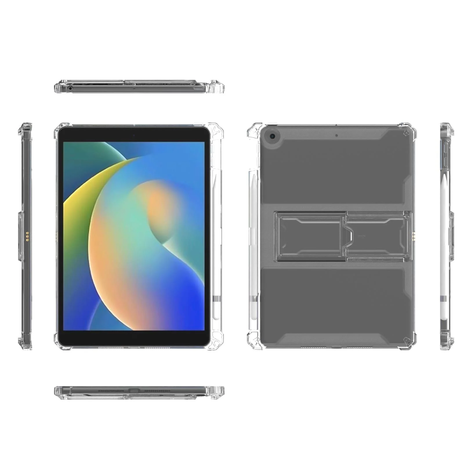 "DL3 Mobilak Transparent Stand Case for Huawei MatePad T10s 10.1""/ T10 9.7""/Honor Pad X8 10.1"" 2022/X8 Lite 9.7""/MatePad T10s 10.1"", Slim Lightweight Bumper, Kickstand Cover, with Pencil Holder - Clear"