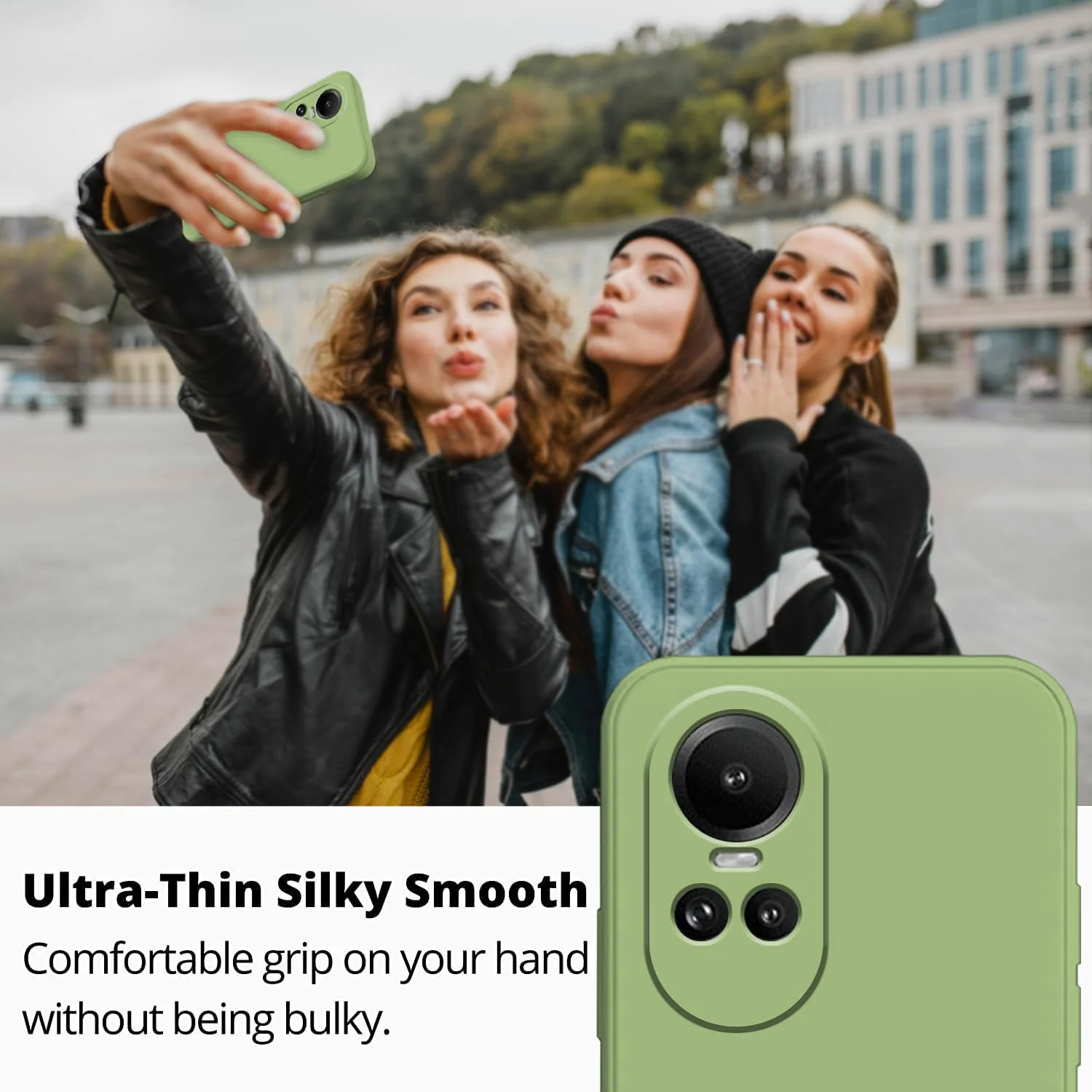 DL3 Mobilak Liquid Silicone Case for OPPO Reno 10 5G / OPPO Reno 10 Pro 5G, Shock-absorbing protection, Scratch-resistant surface, Soft microfiber lining - Mint Green