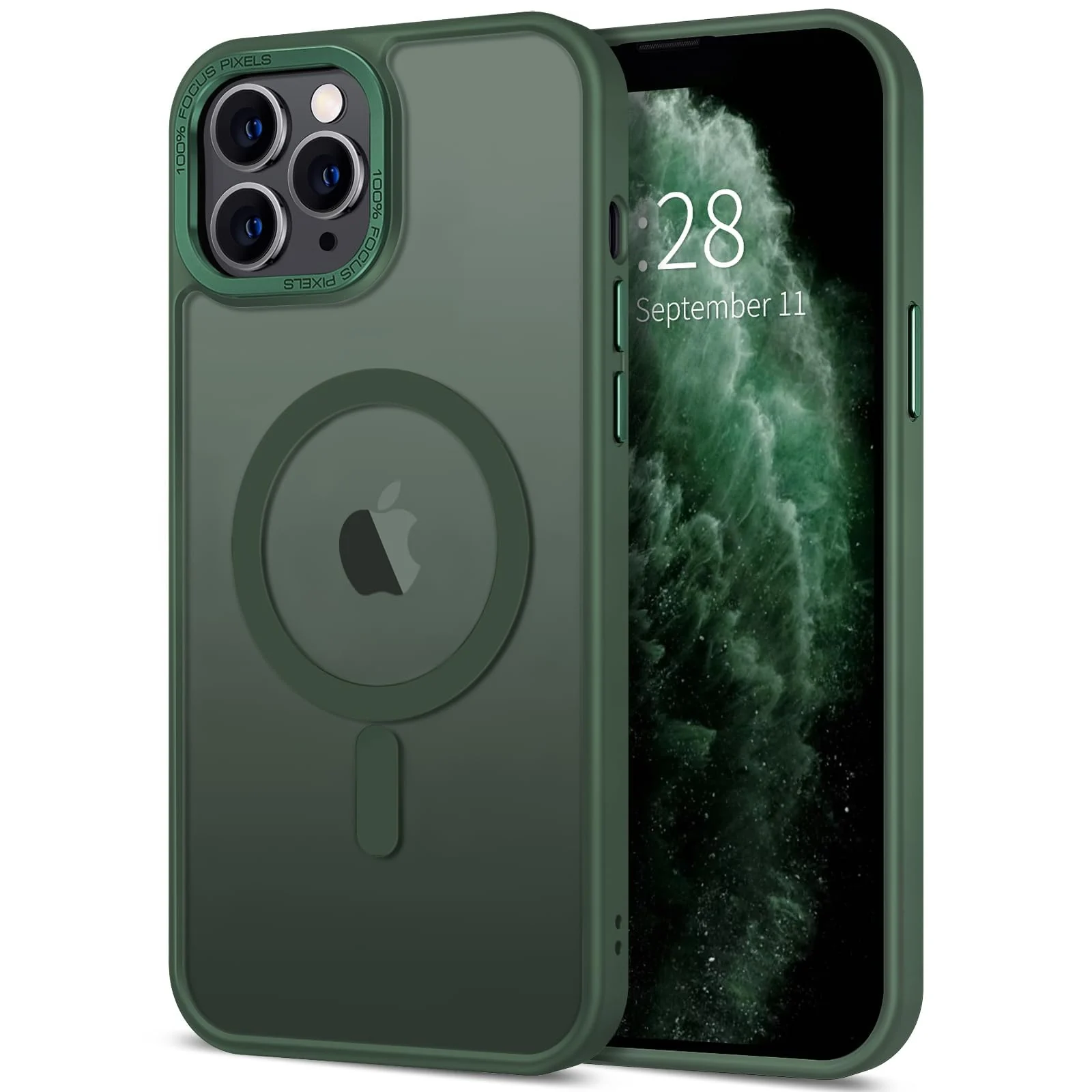 DL3 Mobilak Case for iPhone 11 Pro 5.8-Inch Magnetic Translucent Matte Phone Cases [Compatible with MagSafe] Thin Slim Fit Shockproof Hard Protective Cover for Men Girls - Green