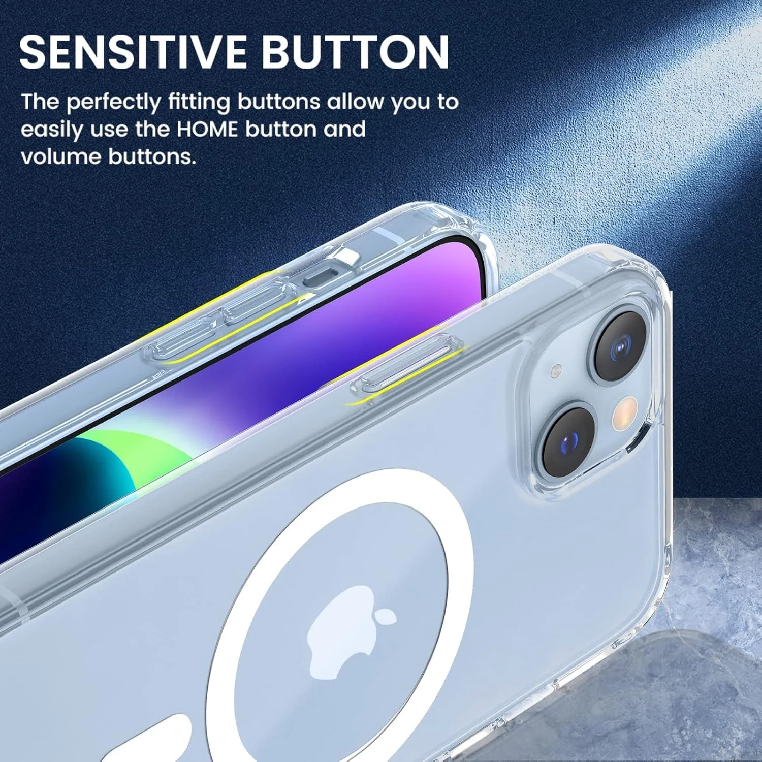 DL3 Mobilak for iPhone 13 Case & iPhone 14 Case [Compatible with MagSafe] [Strong Magnet] [Non-Yellowing] Magnetic Slim Thin Bumper Phone Cover, Lightweight, and Durable - Clear