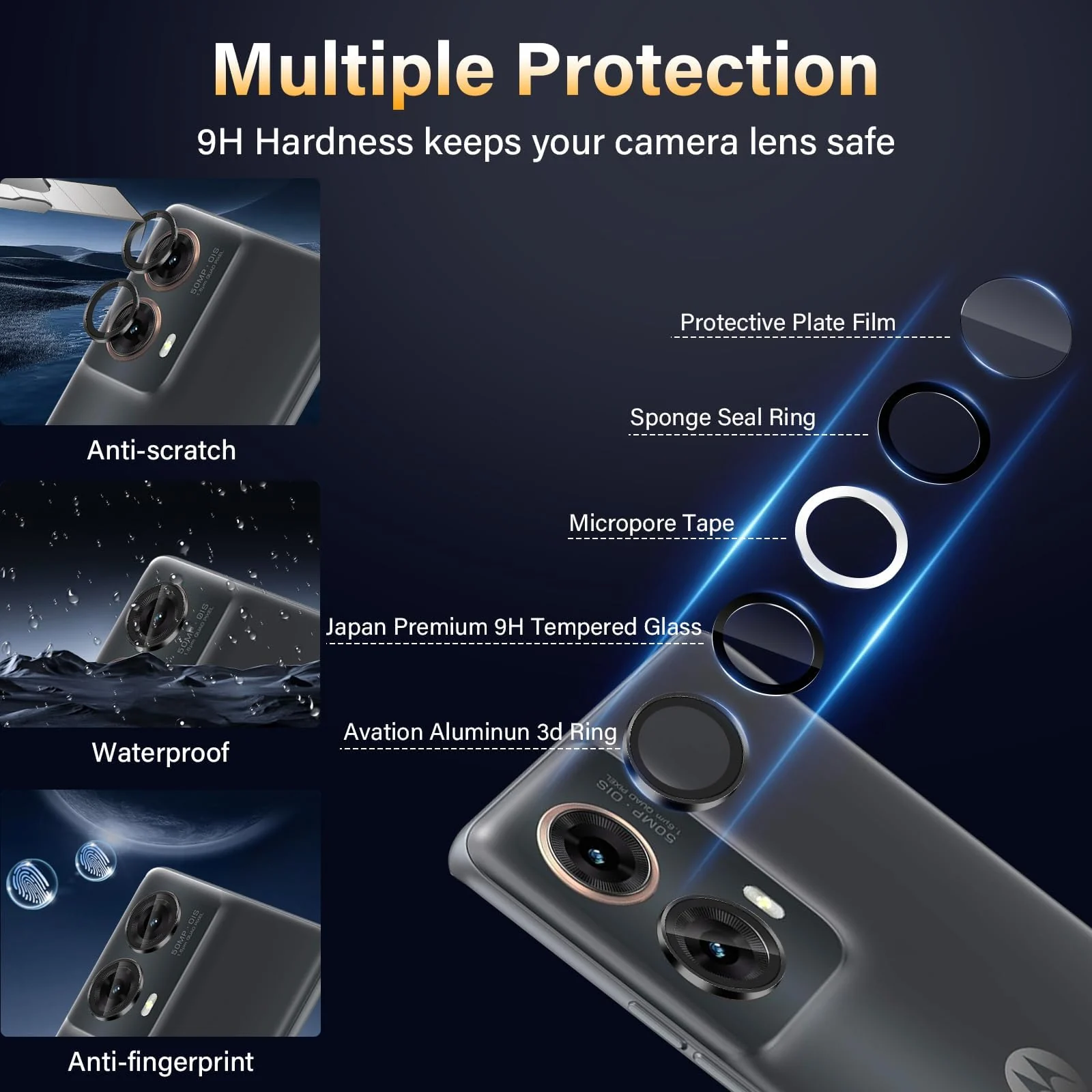 DL3 Mobilak Camera Lens Protector for Motorola Moto G85 5G Accessories, 9H Tempered Glass Metal Individual Ring Camera Cover Screen Protector, Case Friendly, Anti Scratch - Black