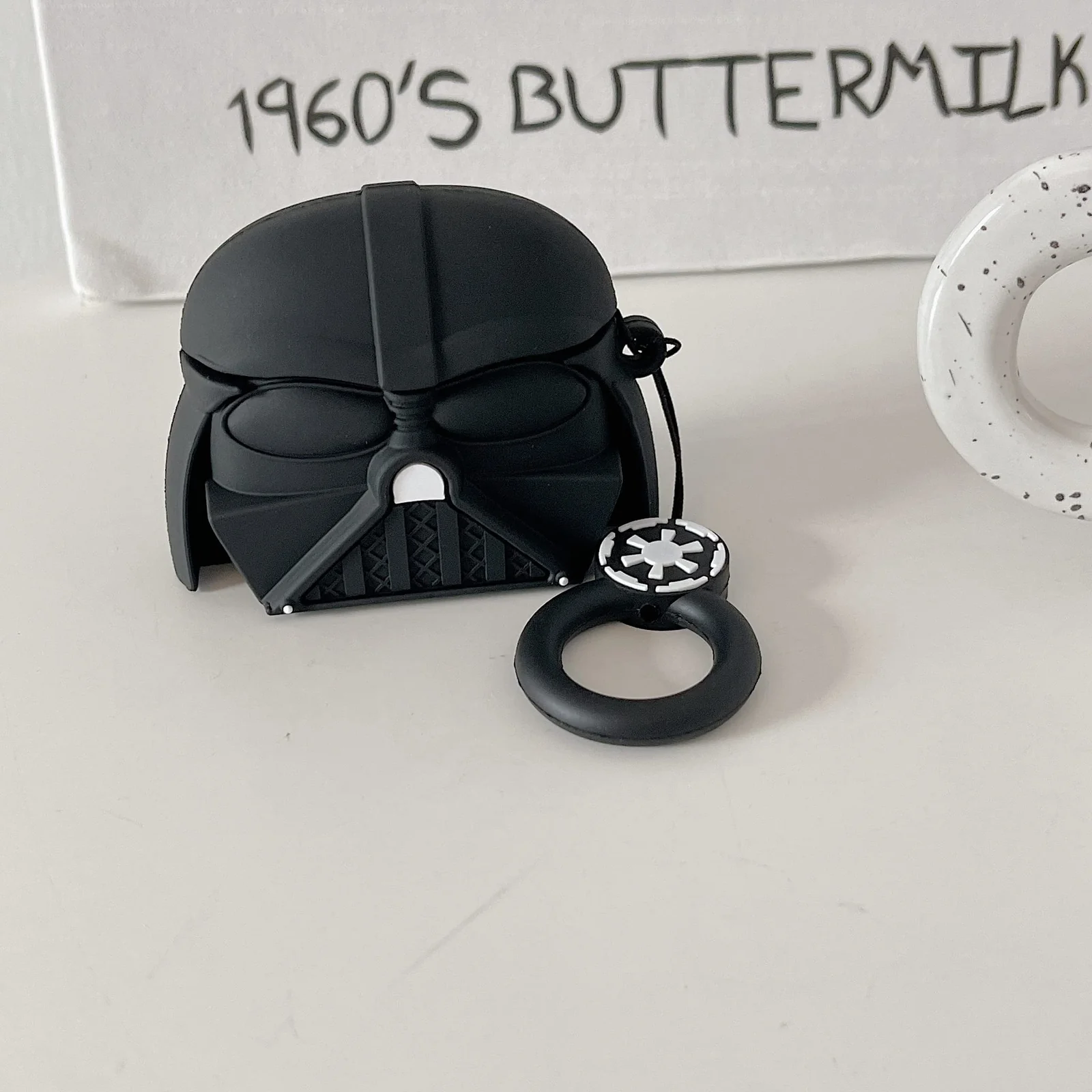 DL3 Mobilak For AirPods Pro Case Soft Silicone Shockproof Cover for Apple AirPods Pro, New 3D Cute Cartoon Creative Fun Case Skin with Keychain Design for AirPods Pro Charging Case 2019 - Black Man
