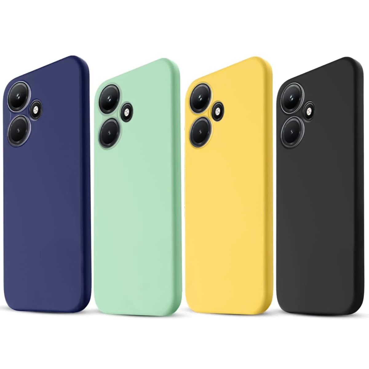 DL3 Mobilak Liquid Silicone Protective Case with Soft Microfiber Lining with Full Camera Protection for Infinix Hot 30i - Blue 2
