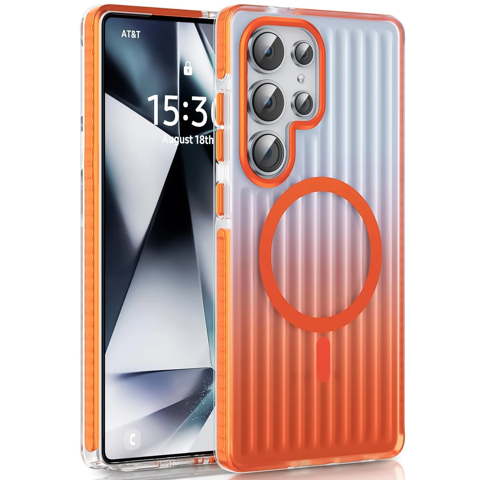 DL3 Mobilak MagSafe-Compatible Magnetic Case for Samsung Galaxy S26 Ultra with Camera Protection and Magnetic Car-Mount Support - Orange
