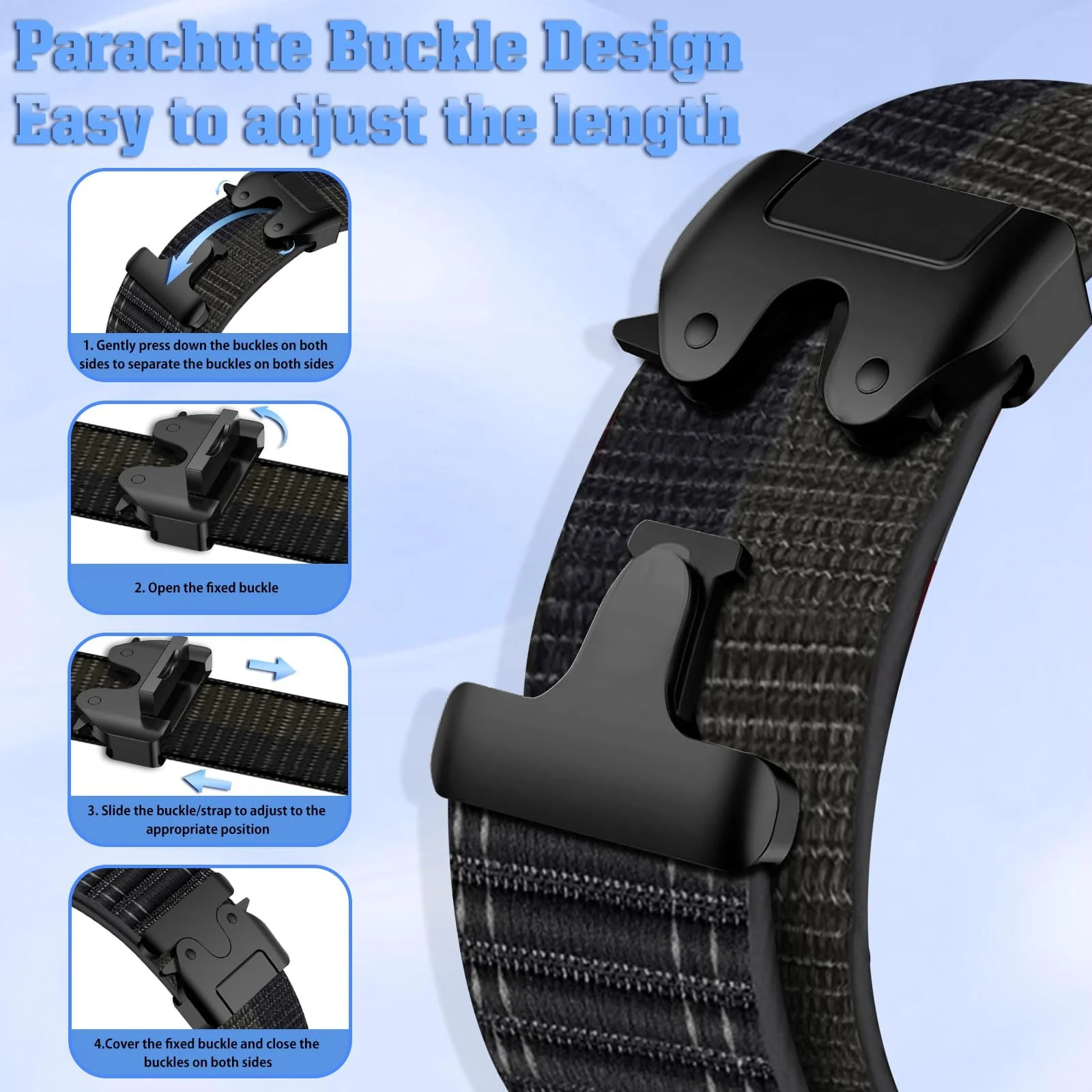 DL3 Mobilak Stretchy Nylon Strap for Apple Watch Ultra 3 2 1 Strap 49mm 46mm 45mm 44mm 42mm iWatch Straps for Men Women, Parachute Clasp Elastic Sport Band for Apple Watch Series 11 10 9 8 7 6 5 4 3 SE/2 - A-black