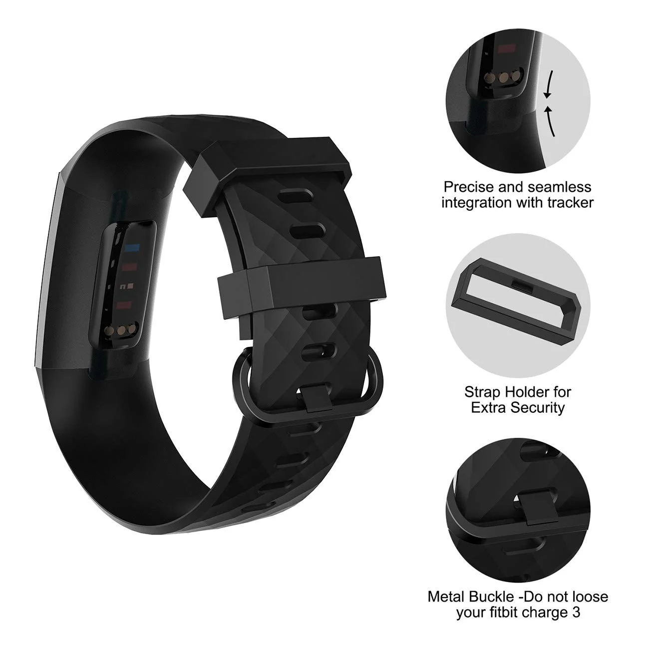 DL3 Mobilak Waterproof Bands for Fitbit Charge 4 / Fitbit Charge 3 / Charge3 SE, Replacement Wristbands for Women Men - Black
