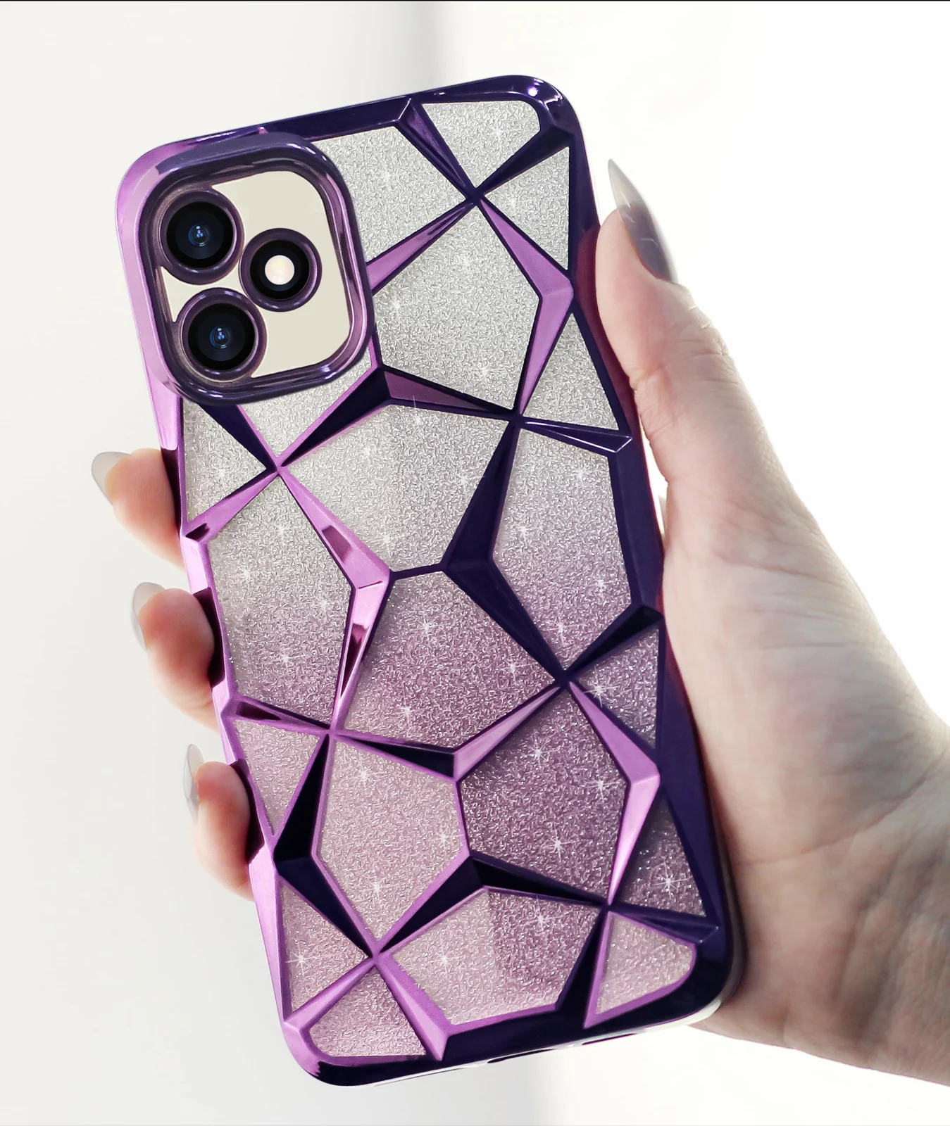 DL3 Mobilak Compatible with realme C53/realme C51/realme Note 50 Case Plating Bling Gradient Glitter Clear Cover Soft TPU Silicone Cute Camera Protection Shockproof Back for Women Girls Case - Purple