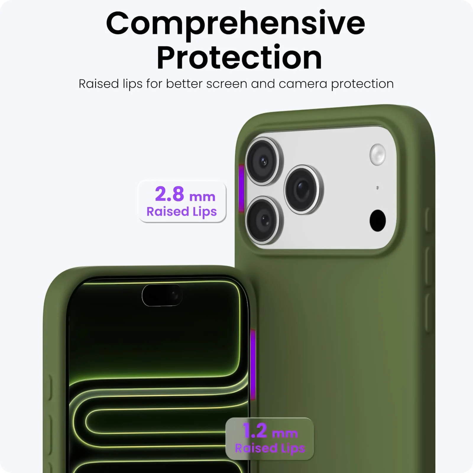 DL3 Mobilak Liquid Silicone Case for iPhone 17 Pro Max 6.9-Inch, Supports wireless charging, Shock-absorbing protection, Scratch-resistant surface - Army Green