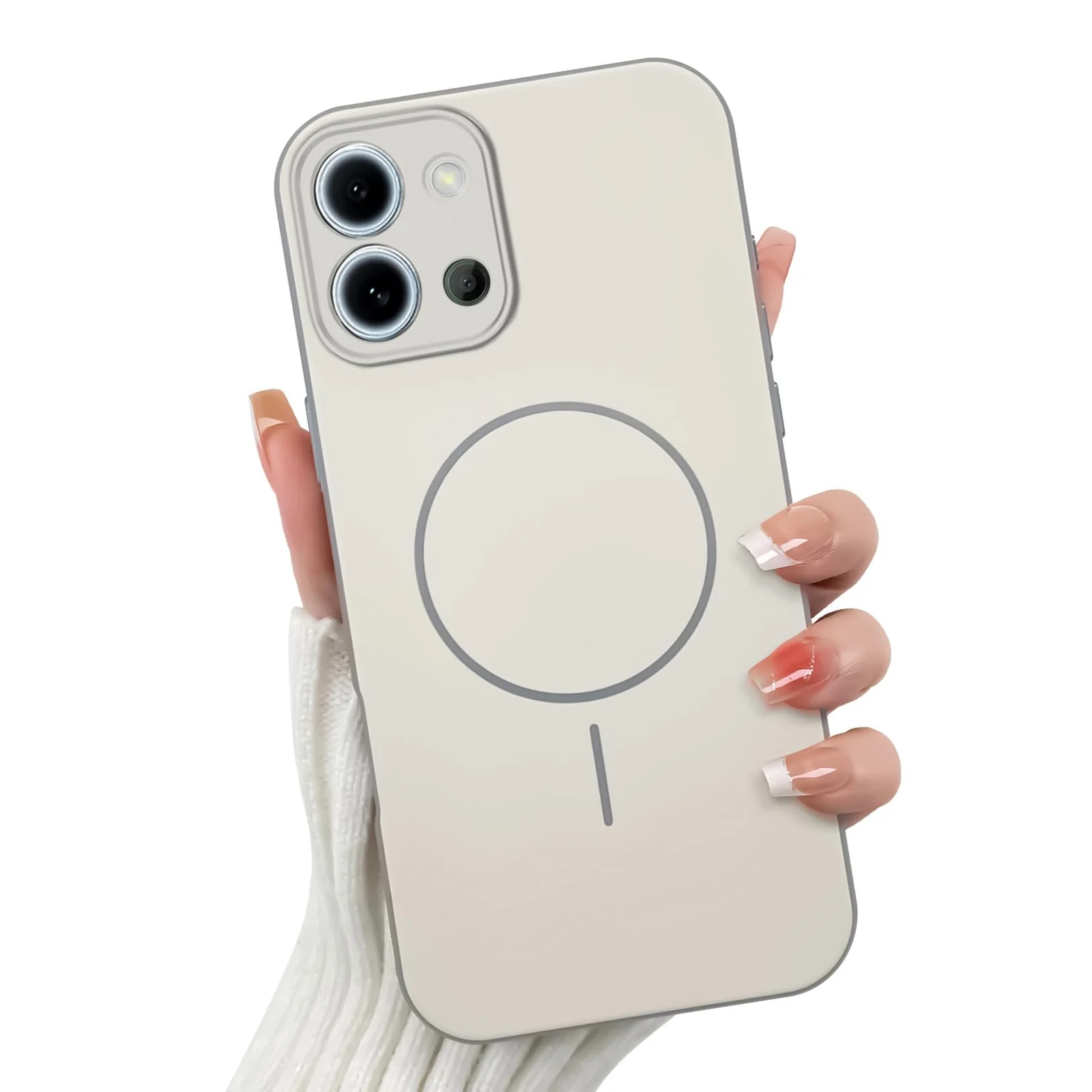 DL3 Mobilak Case For Xiaomi Redmi 15C 4G/5G Slim Design [Not Compatible with MagSafe] Soft Silicone Case Flexible TPU Anti-Scratch Protective Cover with Full Camera Protection - Off-White