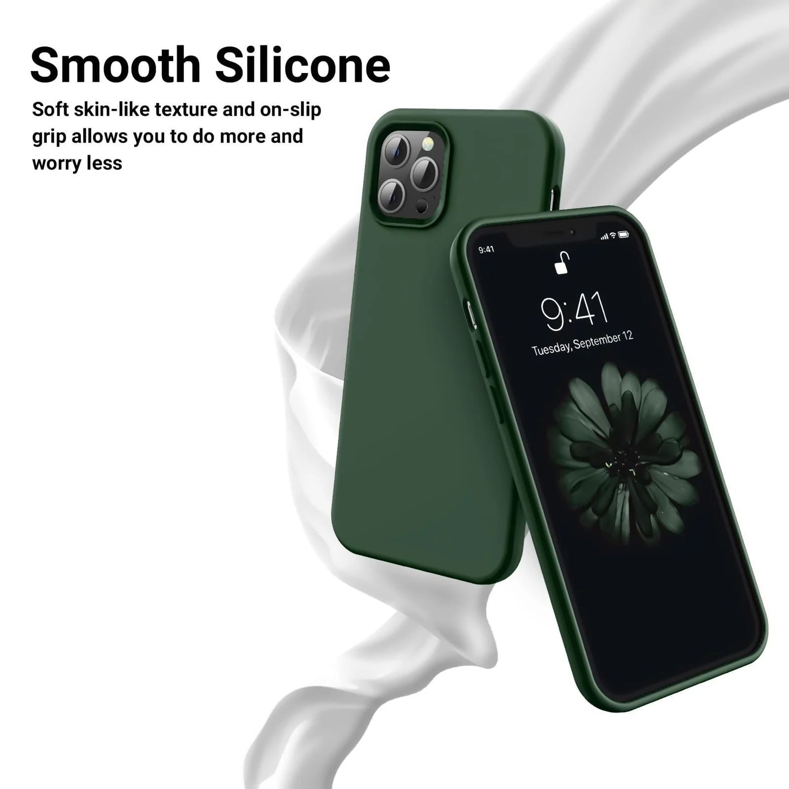 DL3 Mobilak Liquid Silicone Protective Case with Soft Microfiber Lining for iPhone 14 Pro Max (6.7 Inch) - Green 2
