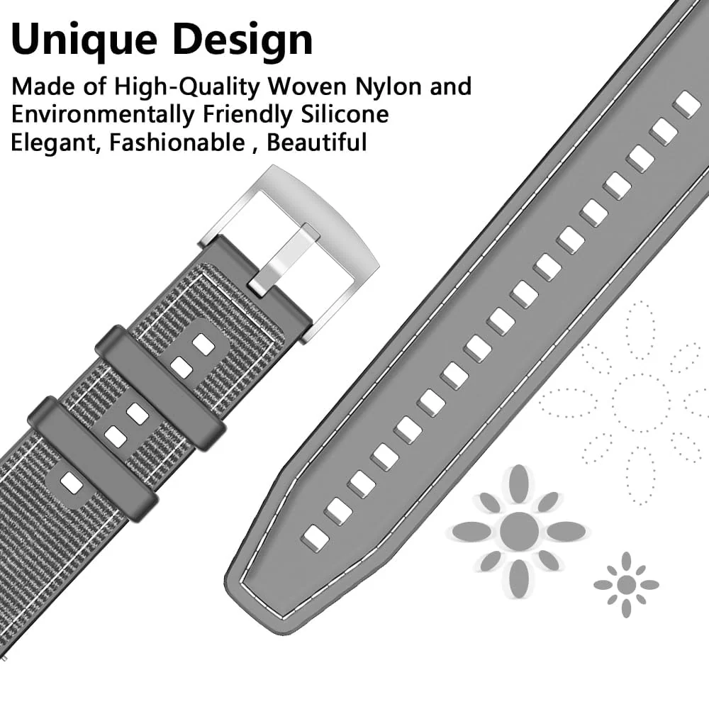 DL3 Mobilak Sport Silicone Nylon Band Designed for Huawei Watch Fit 2 for Men Women, Waterproof Soft Replacement Strap for Huawei Watch Fit2 - Gray
