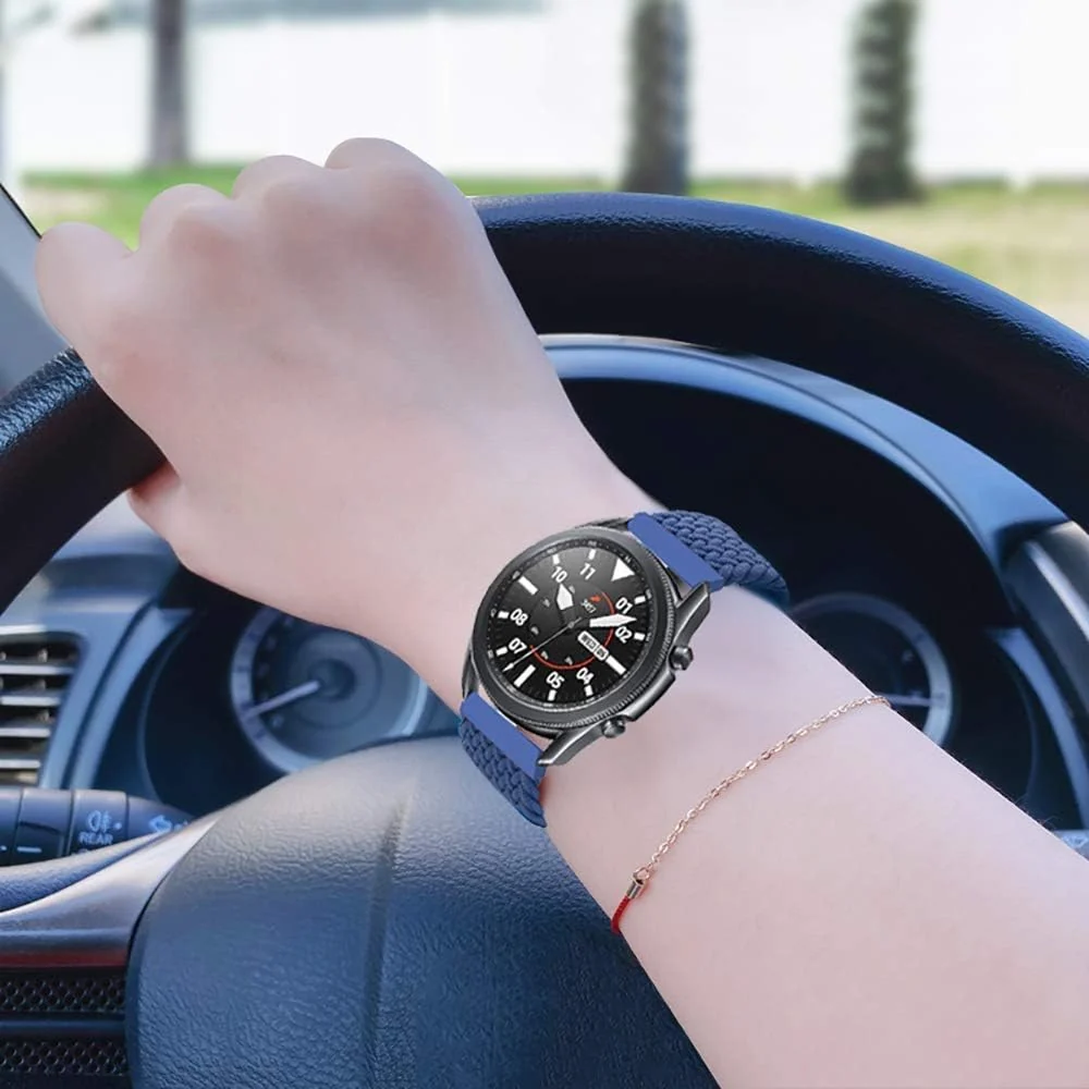 DL3 MOBILAK Band 20MM Nylon Braided Solo Loop Strap Compatible with Samsung Gear Sport/Watch 6/5/4 40mm 44mm/Watch 6 Classic 43mm 47mm/5 Pro 45mm/active 2 40mm 44mm (Small) - Blue