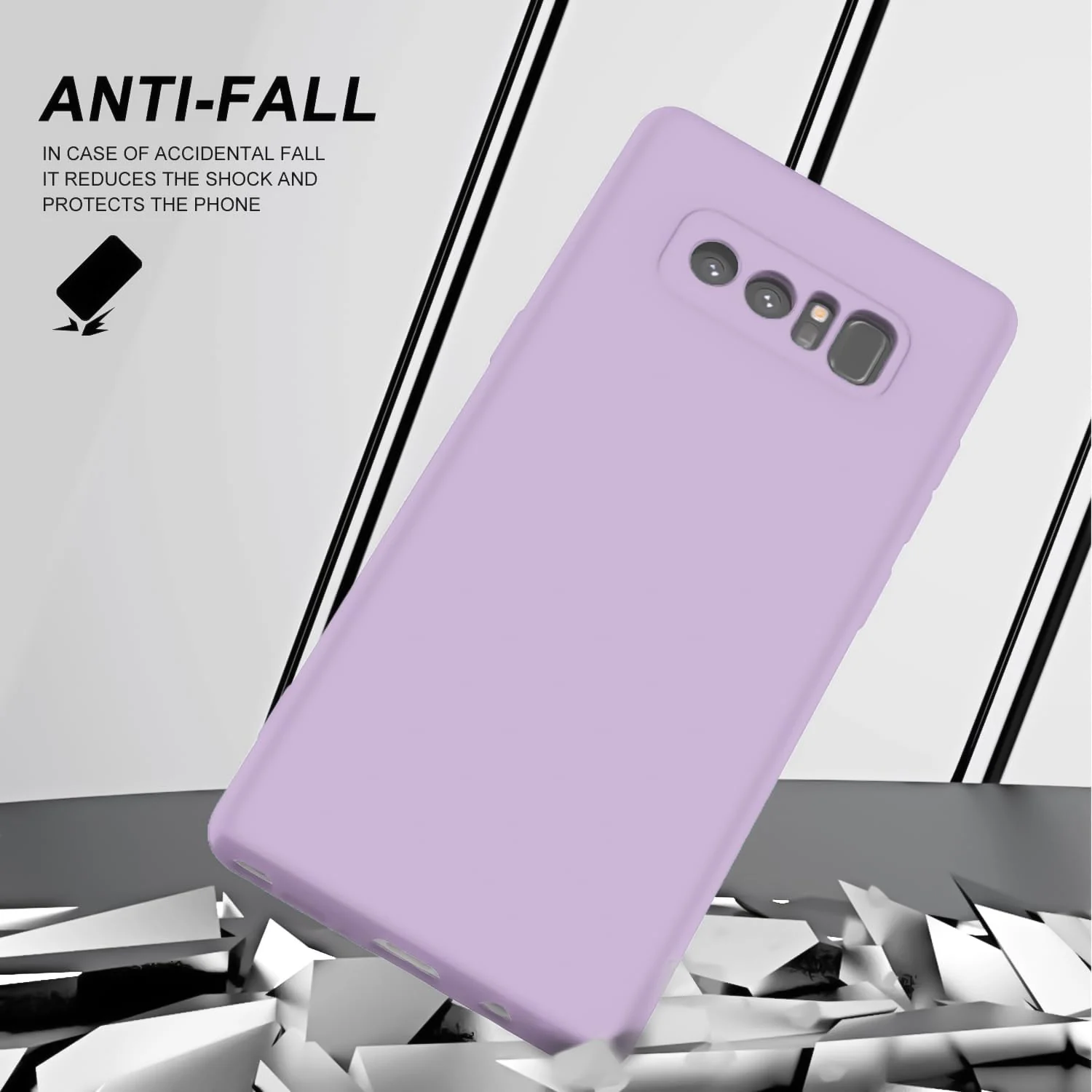 DL3 Mobilak Liquid Silicone Protective Case with Soft Microfiber Lining with Full Camera Protection for Samsung Galaxy Note 8 - Lavender