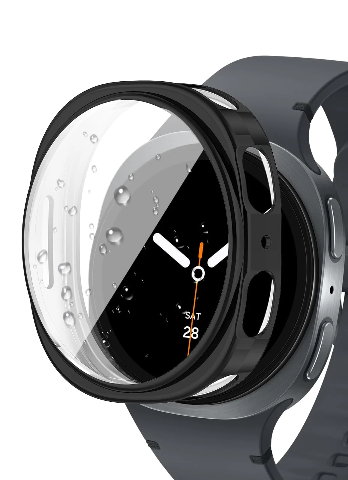 DL3 Mobilak Case Compatible with Samsung Galaxy Watch 8 44mm Case All-Around with Built-in Screen Protector Watch Soft TPU Shockproof Cover Slim Guard Thin Bumper Shell Protector - Black