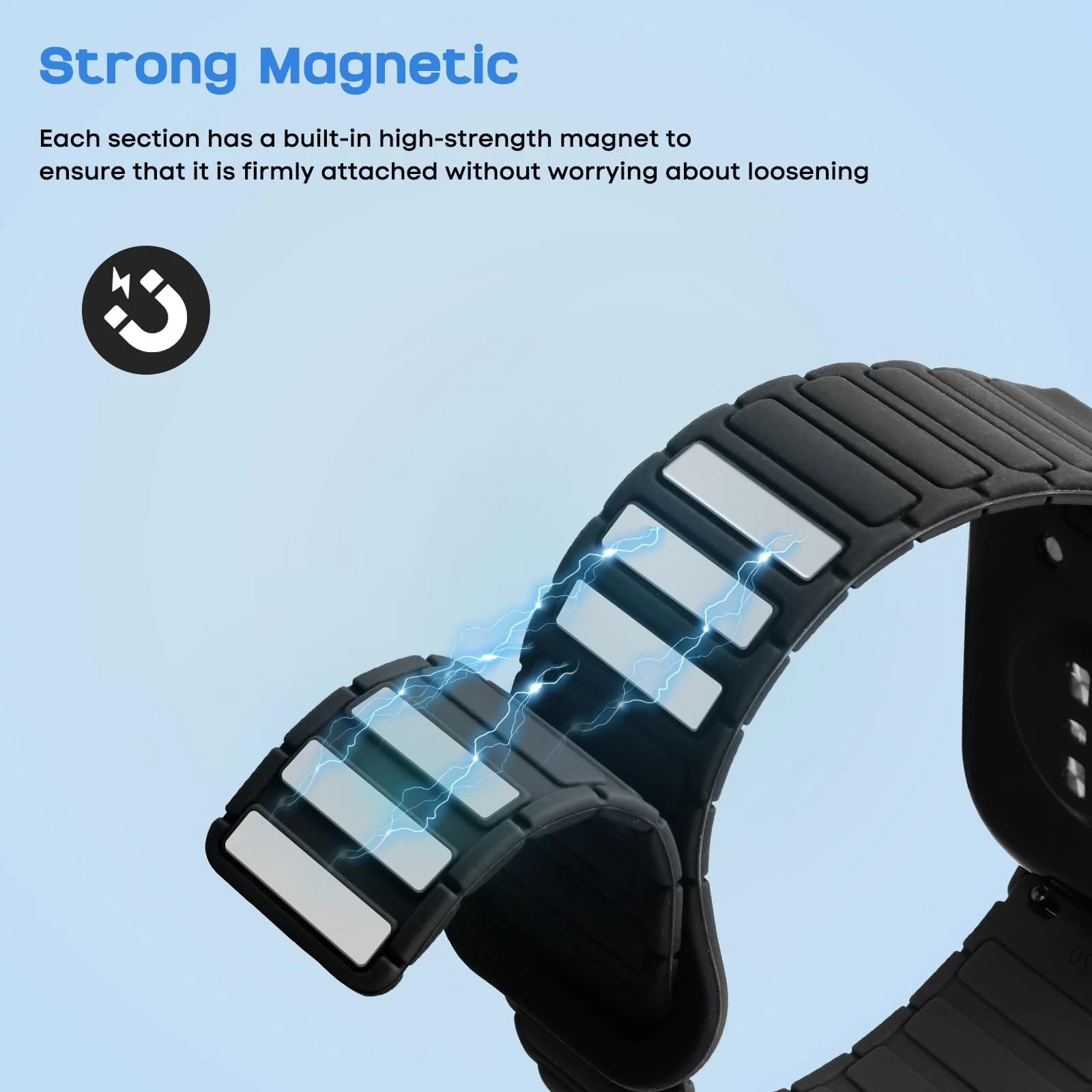 DL3 Mobilak Magnetic Strap for Huawei Watch Fit 4 Pro/Fit4/Fit 3 Replacement Straps Strong Silicone, Easy to Wear, Waterproof, Sporty, Daily Wear Watchbands for Men and Women - Black