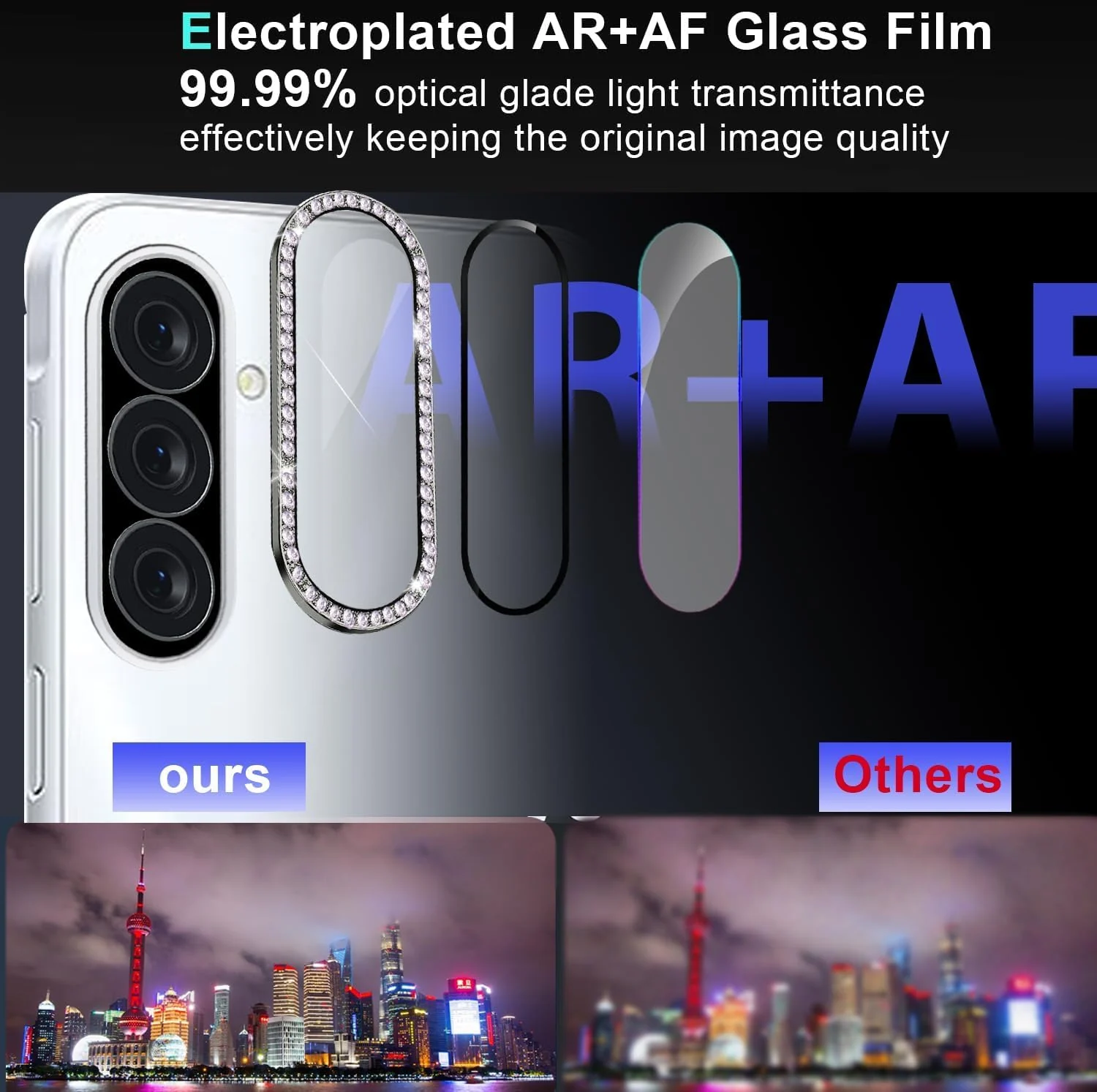 DL3 Mobilak Camera Lens Protector for Samsung Galaxy A17 5G/4G Accessories, 9H Tempered Glass Metal Individual Ring Camera Cover Screen Protector, Case Friendly, Anti Scratch - Diamond Black