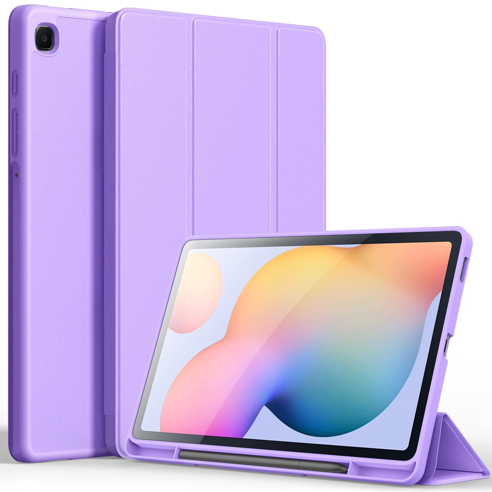 DL3 Mobilak Smart Case For Samsung Galaxy Tab S6 Lite 10.4 inch 2022 (SM-P613/P619) & 2020 (SM-P610/P615) with Pencil Holder, Soft TPU Smart Stand Back Cover Auto Wake/Sleep - Light Purple