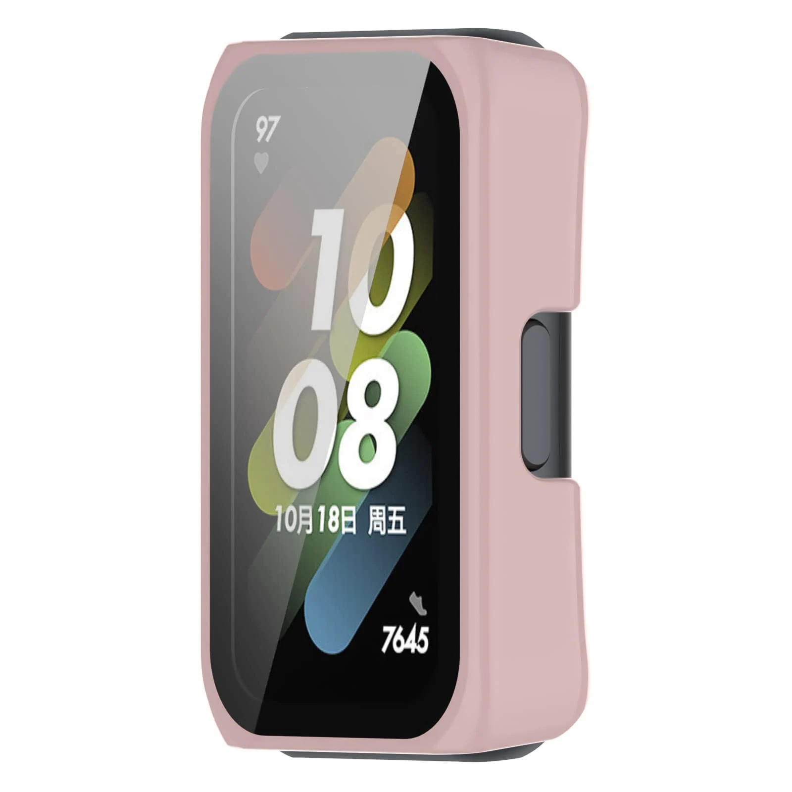 DL3 MOBILAK Full-Coverage Watch Case with Tempered Glass for Huawei Band 6 / Honor Band 6 / Band 7, Pink