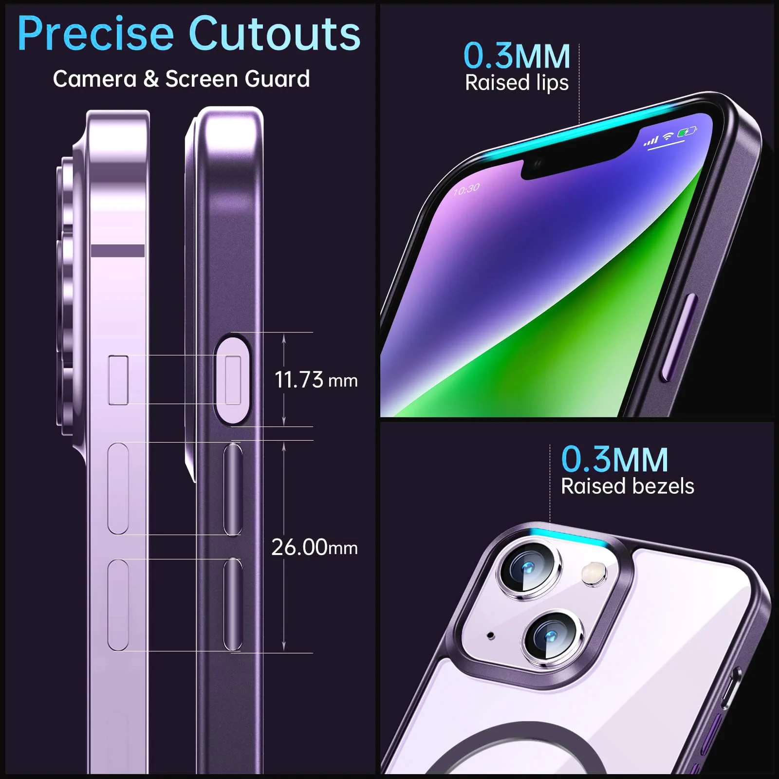 DL3 MOBILAK Case Magnetic Crystal Clear for iPhone 15 (6.1 Inch) Case, [Compatible with MagSafe] Slim Phone Case Thin Cover - Deep Purple