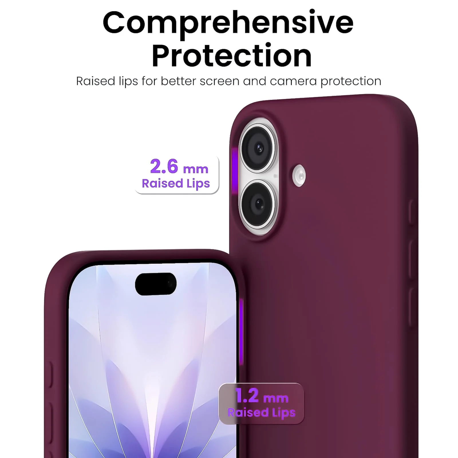 DL3 Mobilak Liquid Silicone Protective Case for iPhone 17 6.3-Inch with Microfiber Lining and Shockproof Design - Wine Red 2