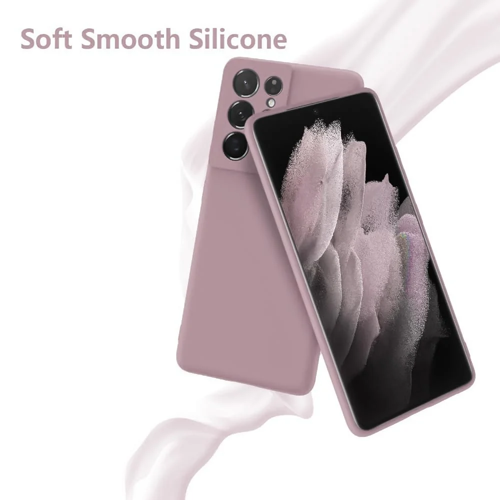 DL3 Mobilak Silicone Protective Case for Samsung Galaxy S21 Ultra 5G, Shock-absorbing protection, Scratch-resistant surface, Soft microfiber lining - Cashmere