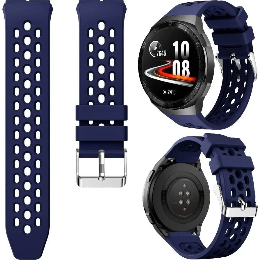DL3 Mobilak Strap Replacement Bands Compatible with 22MM Huawei Watch GT2E Bands, Adjustable Accessory Soft Silicone Sport Wristband for Women Men - Blue