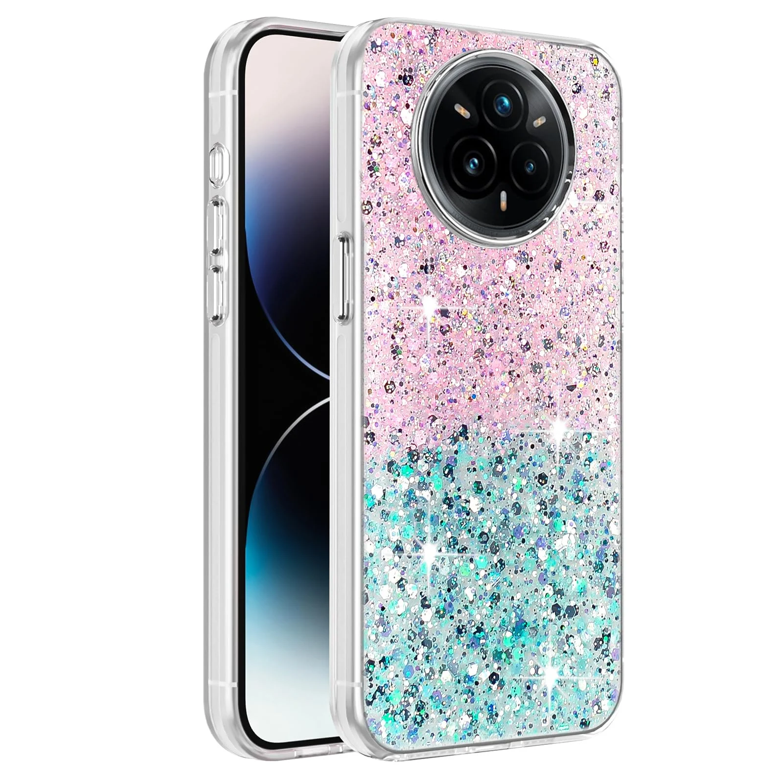 DL3 Mobilak Glitter Protective Case for realme 14 Pro + Plus 5G, Supports wireless charging, Camera protection, Shock-absorbing protection