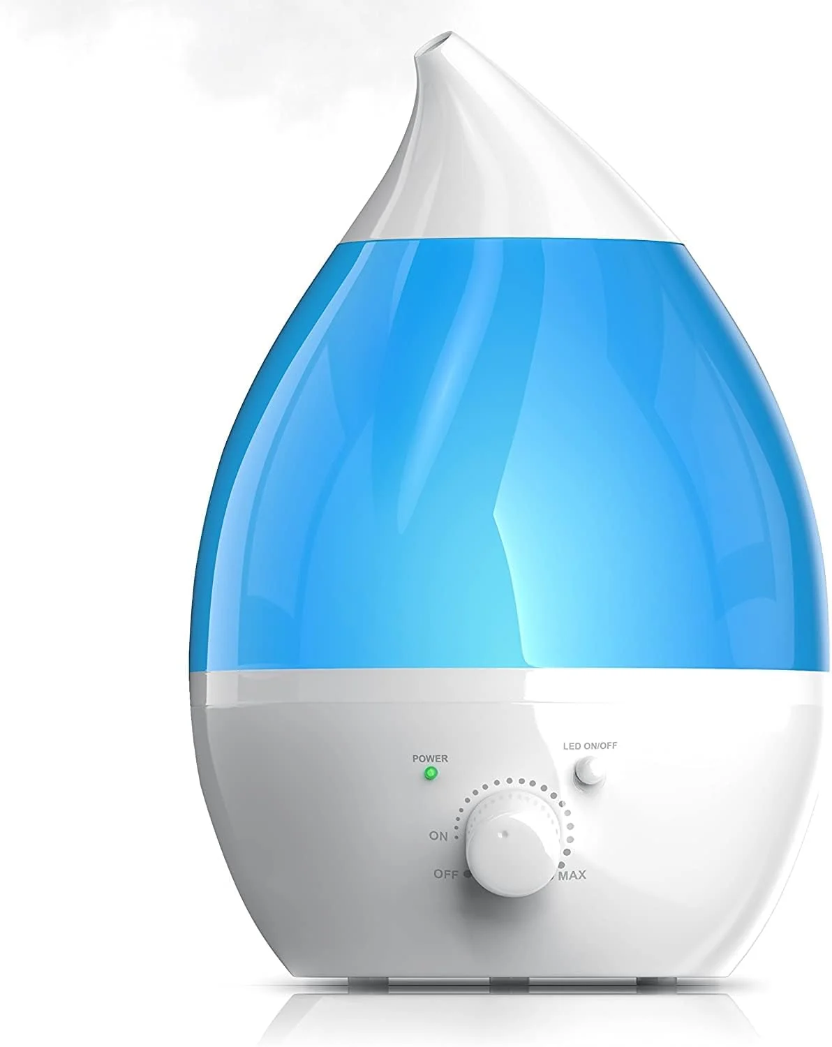 Mobigon 2.6 Litres Humidifier for Room, Cool Mist Ultrasonic Humidifier/Essential Oil Diffuser, Super Quiet 360°Nozzle, Colorful Change, Auto Shut Off&UV Light&, Lasts Up to 24 Hours - Blue