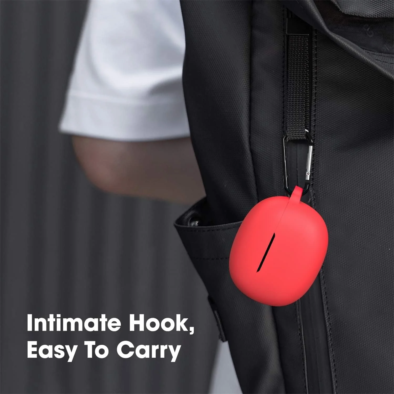 DL3 Mobilak Silicone Case Compatible with realme Buds T101 Earbuds, Soft Silicone Protective Case Cover, Shockproof Sleeve with Carabiner - Red