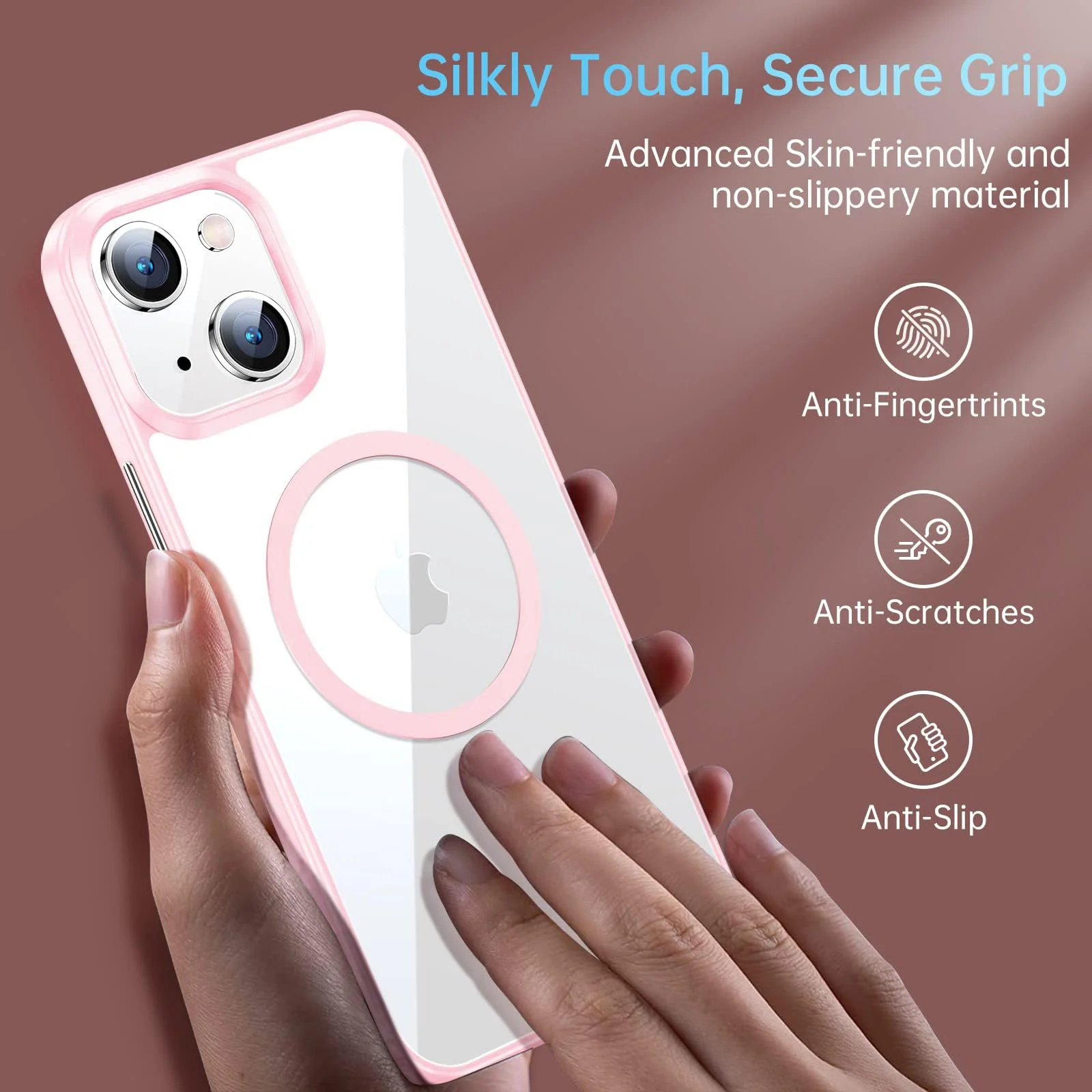 DL3 Mobilak Clear MagSafe-Compatible TPU Case for iPhone 13, iPhone 14 - Pink