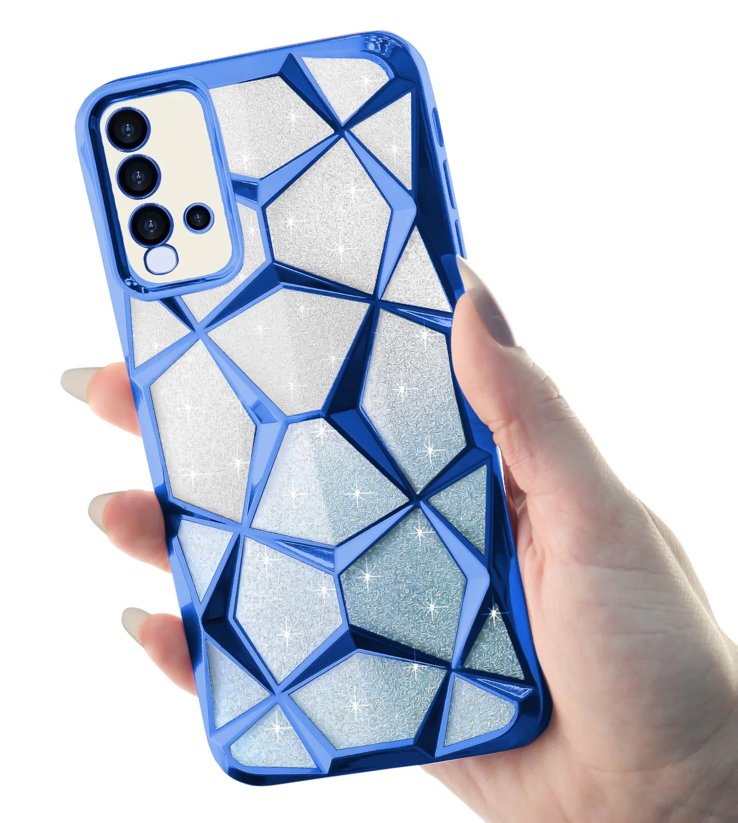 DL3 Mobilak Compatible with Xiaomi Redmi 9T Case Plating Bling Gradient Glitter Clear Cover Soft TPU Silicone Cute Camera Protection Shockproof Back for Women Girls Case - Blue