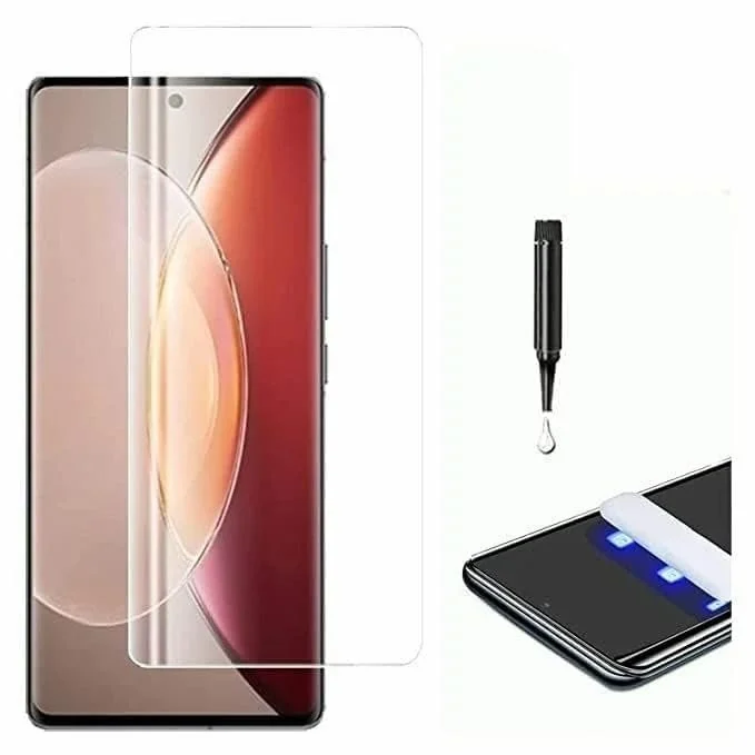 DL3 Mobilak Full Glass Screen Protector for vivo V29 / V29e - UV Tempered Glass Full Glue Cover With Fingerprint Unlock - Clear