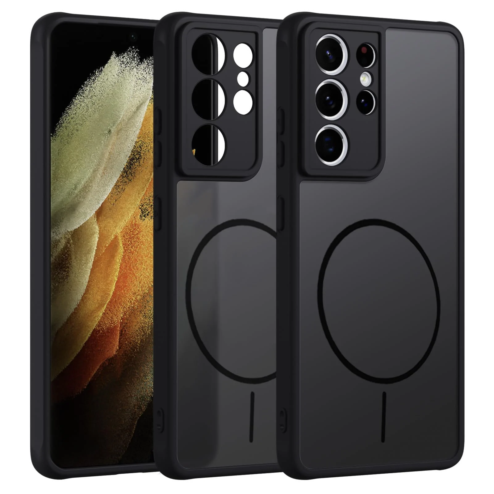 Dl3 Mobilak Case For Samsung Galaxy A07 4G Translucent Matte PC Back & Soft TPU Edge, [Not Compatible with MagSafe] Anti-Scratch Shockproof Protective Cover with Full Camera Protection - Black