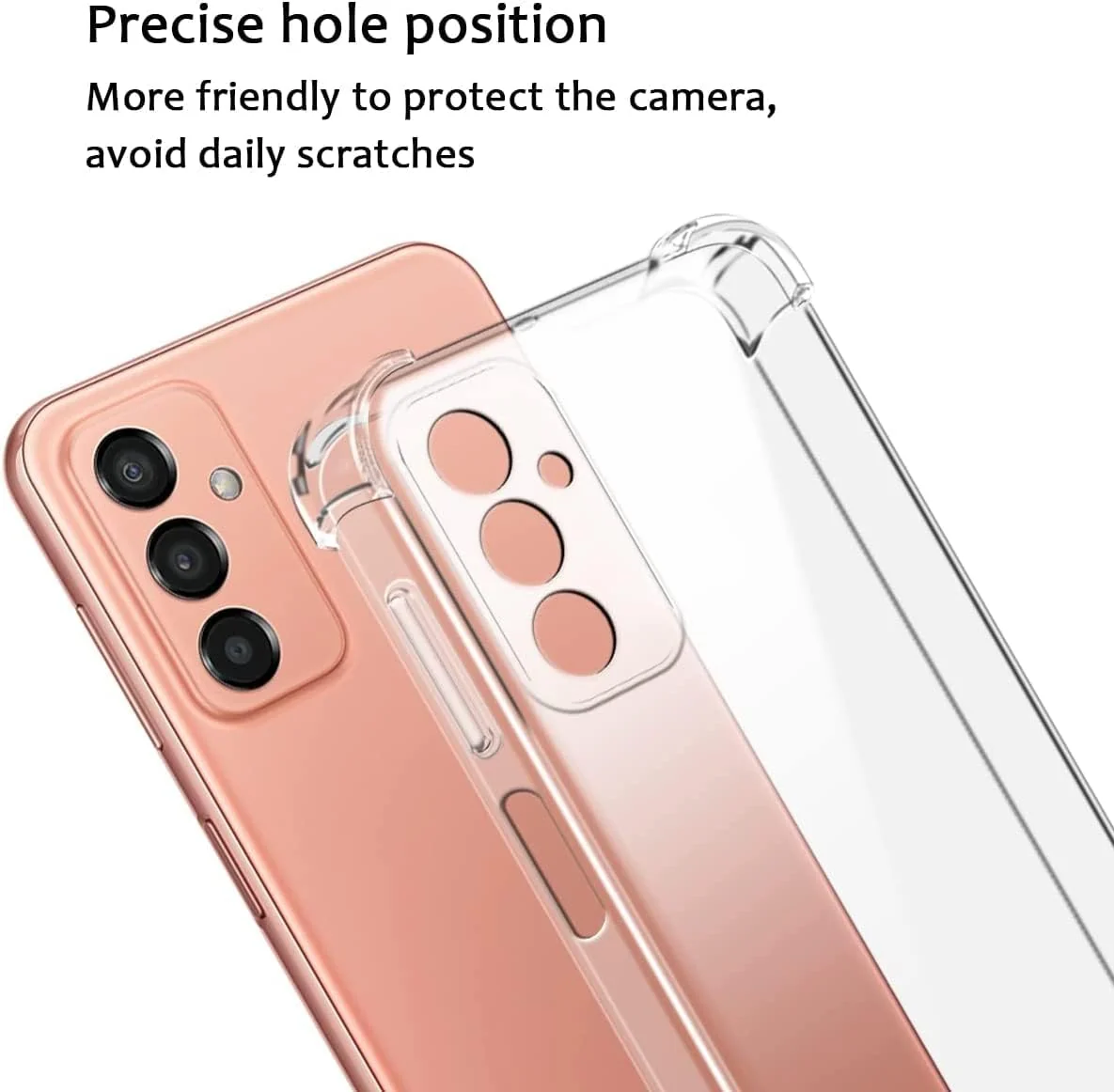 DL3 Mobilak Case Compatible with Samsung Galaxy M23 / M13 4G / F23, Cover Silicone TPU Gorilla Anti-shock Protector Camera Shockproof Corners - Clear