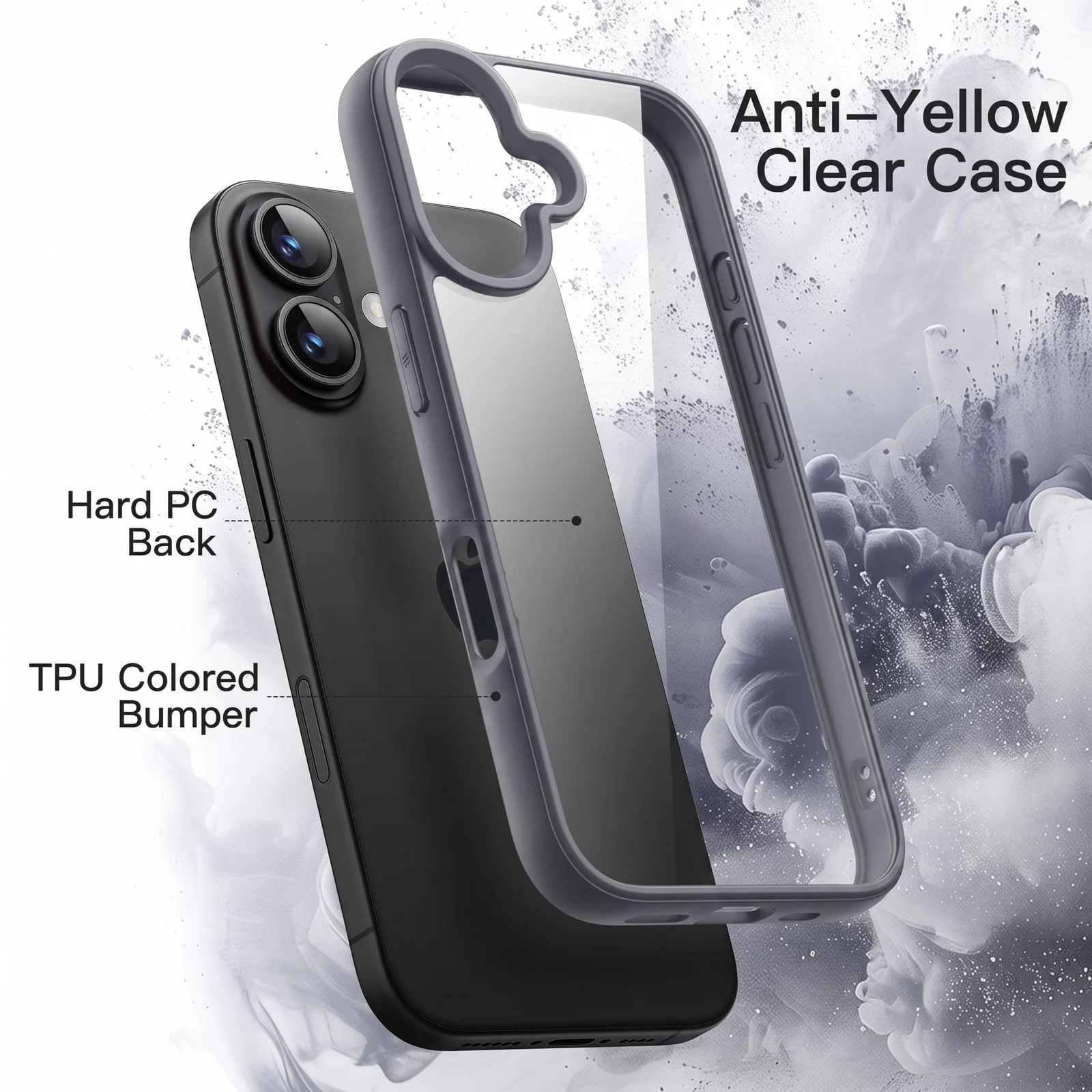 DL3 Mobilak Clear PC and TPU Protective Case for iPhone 17 6.3-Inch with Military-Grade Protection and Anti-Yellowing Design - Gray