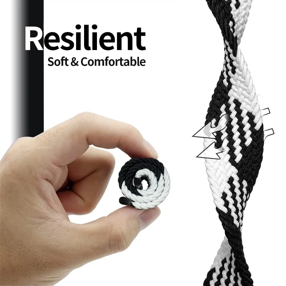 DL3 Mobilak Braided Solo Loop Band For Apple Watch Band 49mm 45mm 44mm 42mm, Replacement Wristband Nylon Strap for iWatch Series SE 9/8/7/6/5/4/3/2/1/Ultra/Ultra 2 (Small) - Black White