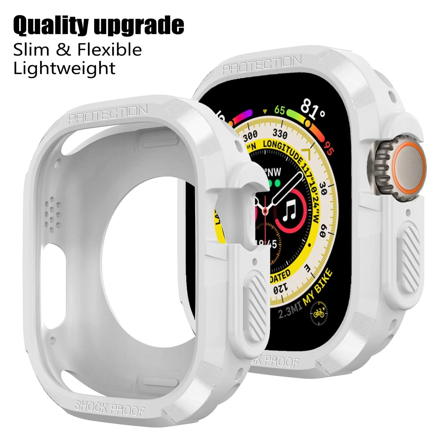 DL3 Mobilak Compatible for Apple Watch Ultra 49mm Rugged Case All Around Shockproof TPU Protective Cover Bumper Lightweight and Shock Absorbent for Apple Watch Ultra 49mm - White