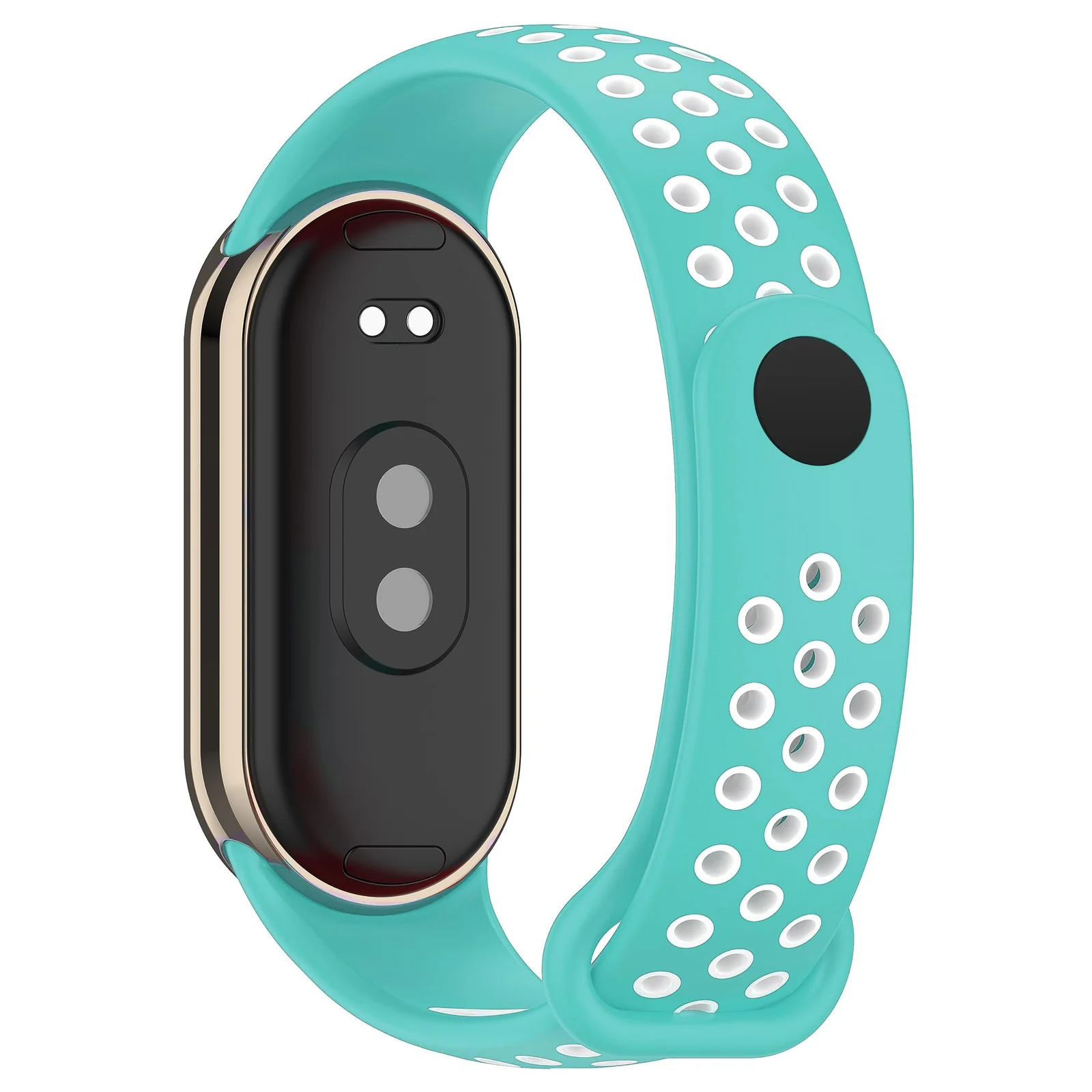 DL3 Mobilak Strap for Xiaomi Mi Band 9 / Mi Band 8, Breathable Sport Silicone Watch Band Strap, Replacement Bracelet Wristband Wrist Strap for Xiaomi Smart Band 9/Xiaomi Smart Band 8 Watch Accessories - Teal White