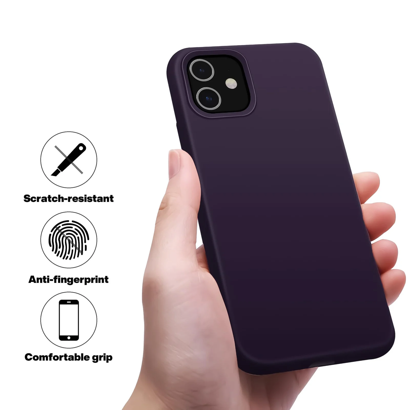 DL3 Mobilak Liquid Silicone Protective Case for iPhone 11 (6.1 Inch) with Camera Protection and Microfiber Lining - Elderberry