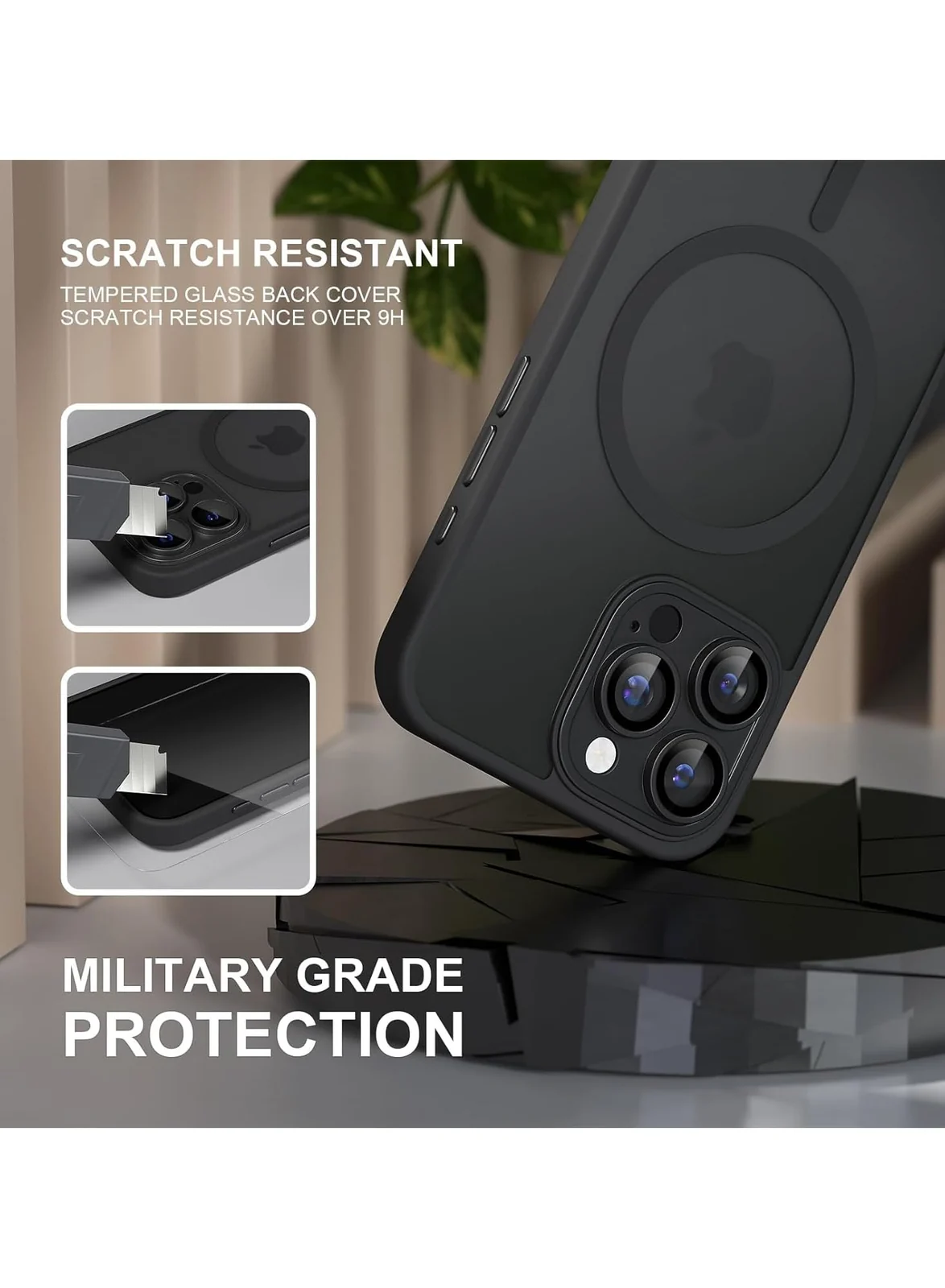 DL3 Mobilak Translucent Matte Case for iPhone 11, Compatible with MagSafe accessories, Supports wireless charging, Camera protection - Black