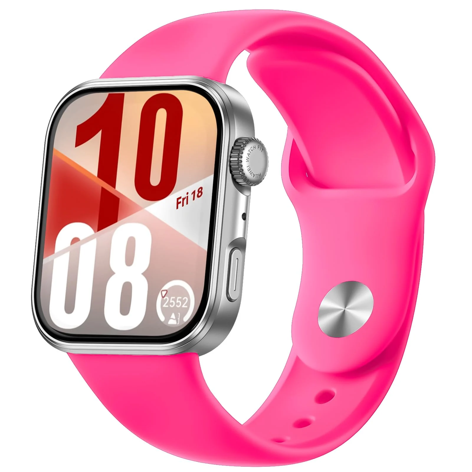 DL3 Mobilak Silicone Strap Compatible with Huawei Watch Fit 3 Strap for Men Women Breathable Soft Replacement Strap Adjustable Waterproof Sports Straps - Neon Pink