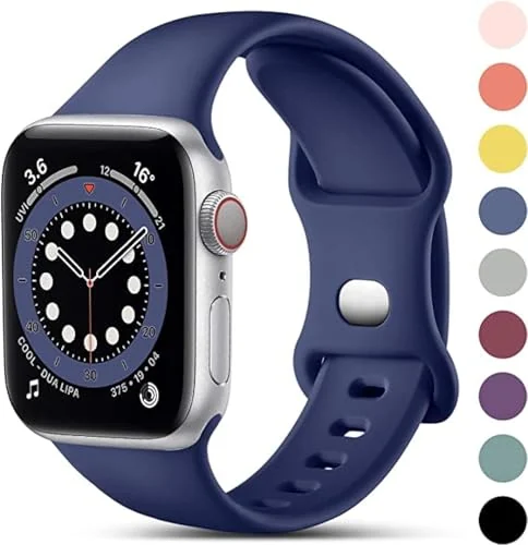 42MM/44MM/45MM/49MM — DL3 MOBILAK Bands Compatible with Apple Watch Ultra 49mm 45mm 44mm 42mm 41mm 40mm 38mm, Replacement Soft Silicone Strap for iWatch Ultra 2 Series 9/8/7/6/5/4/3/2/1 SE (42MM/44MM/45MM/49MM) - Dark Blue