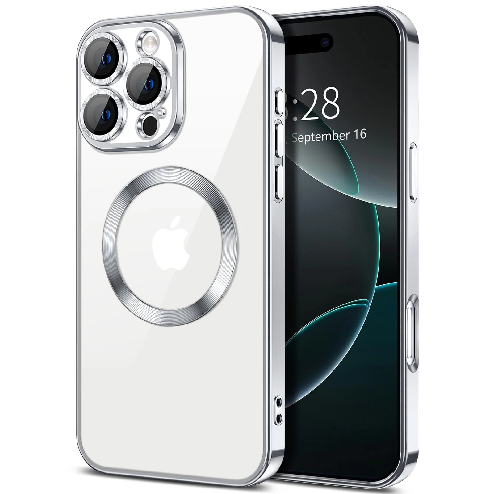 DL3 Mobilak Plated-Edge TPU Protective Case with Camera Protection for iPhone 16 Pro Max - Silver