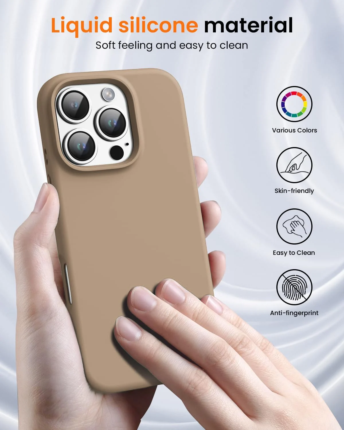 DL3 Mobilak Liquid Silicone Protective Case for iPhone 16 Pro with Microfiber Lining and Shockproof Design - Desert